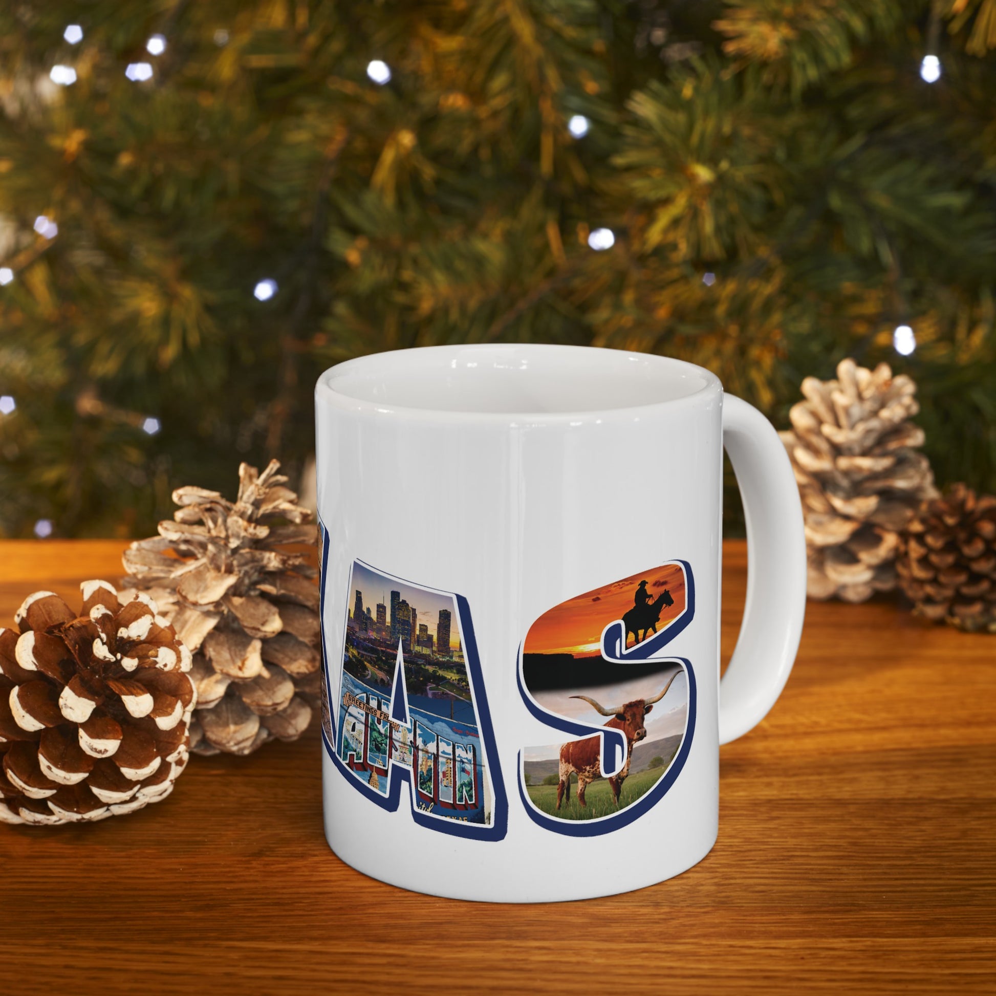 Texas State Collage Ceramic Mug, (11oz, 15oz) city cities collage