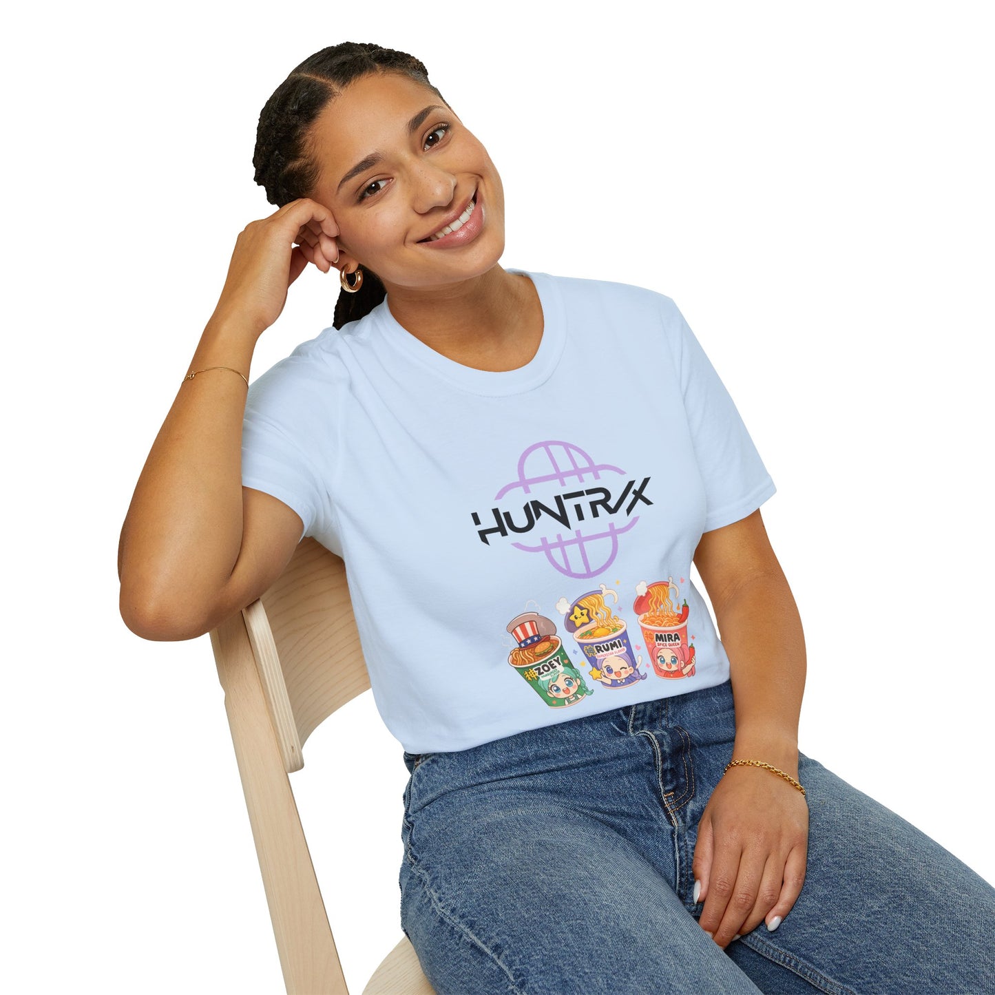 HUNTR/X Ramen Noodle Cup Rumi, Mira, & Zoey (K-Pop Demon Hunters-Inspired) Adult Unisex Shirt