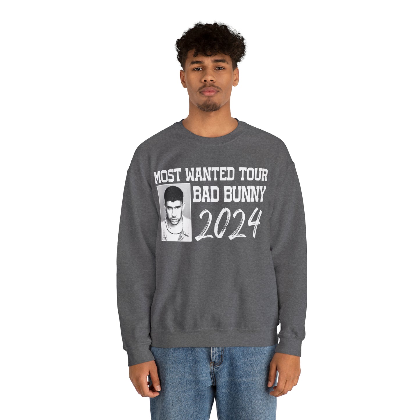Most Wanted Tour Dates 2024 (Bad Bunny) Unisex Crewneck Sweatshirt