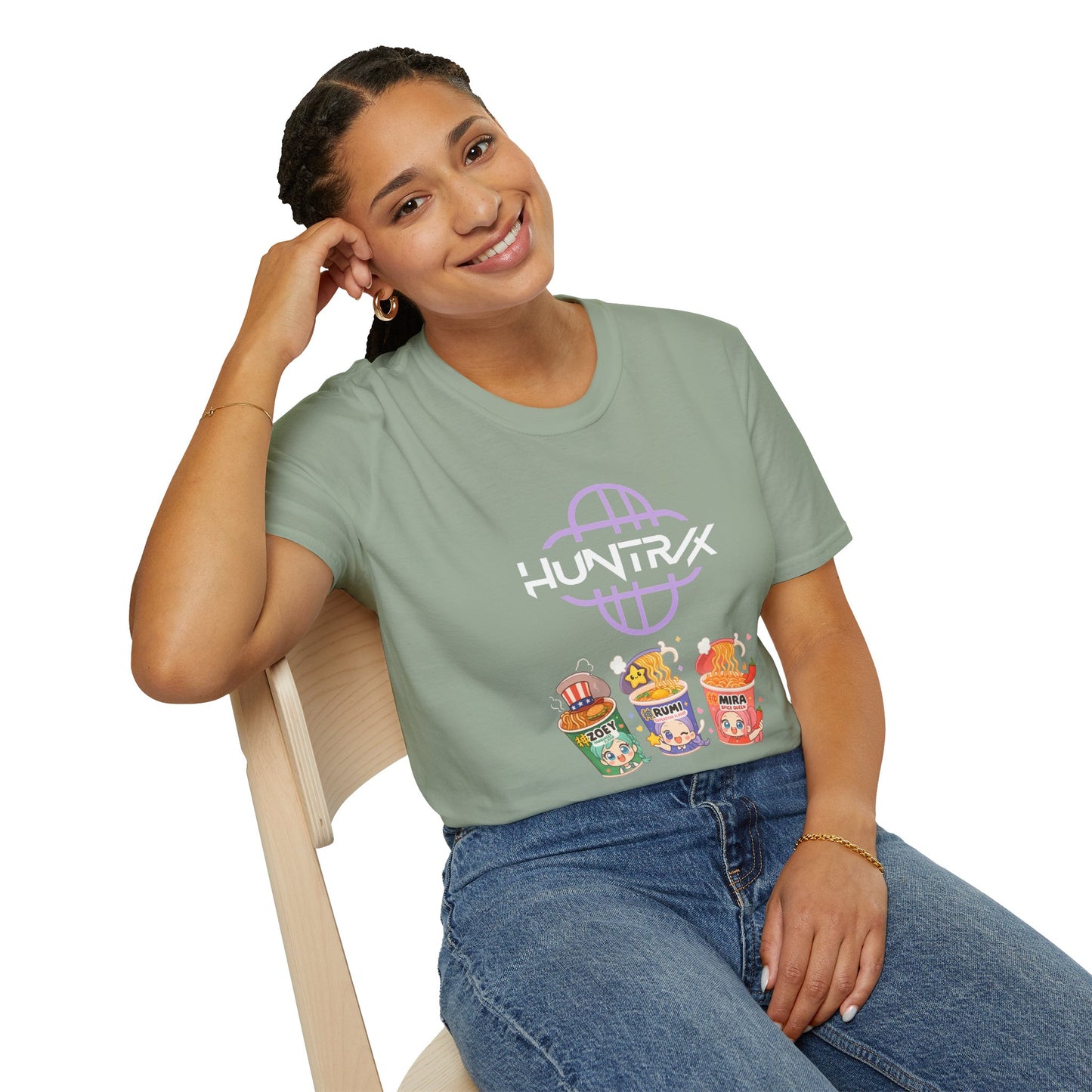 HUNTR/X Ramen Noodle Cup Rumi, Mira, & Zoey (K-Pop Demon Hunters-Inspired) Adult Unisex Shirt