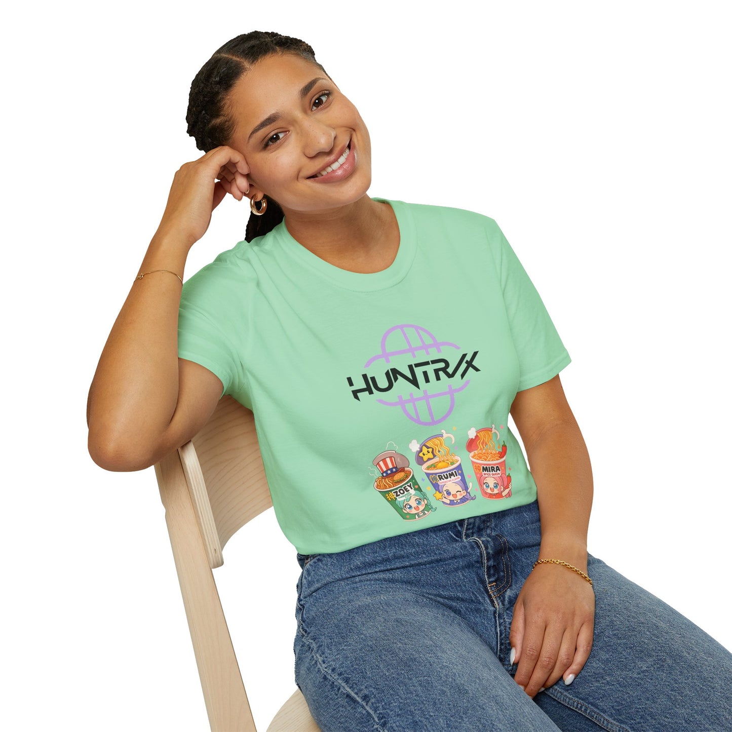 HUNTR/X Ramen Noodle Cup Rumi, Mira, & Zoey (K-Pop Demon Hunters-Inspired) Adult Unisex Shirt