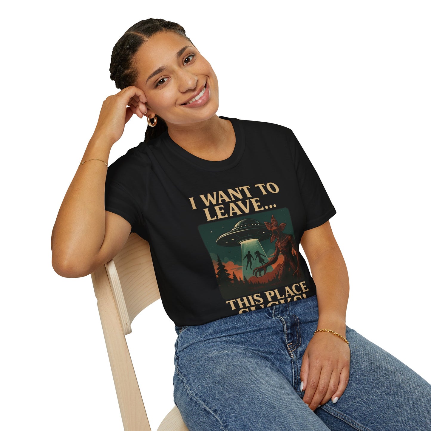 I WANT TO LEAVE / THIS PLACE SUCKS! (Demogorgon - Stranger Things Season 5 Inspired) 2025 Adult Unisex Shirt