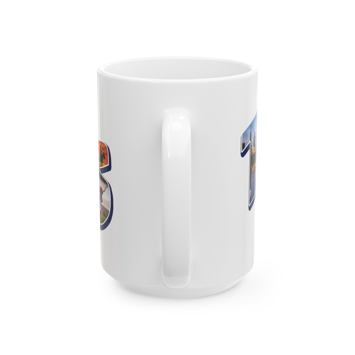Texas State Collage Ceramic Mug, (11oz, 15oz) city cities collage