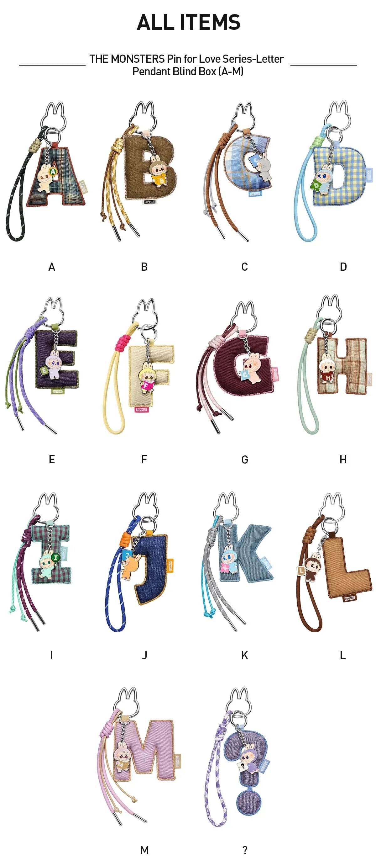 The Monsters: Pin For Love Letter Pendant Blind Box (A-Z)