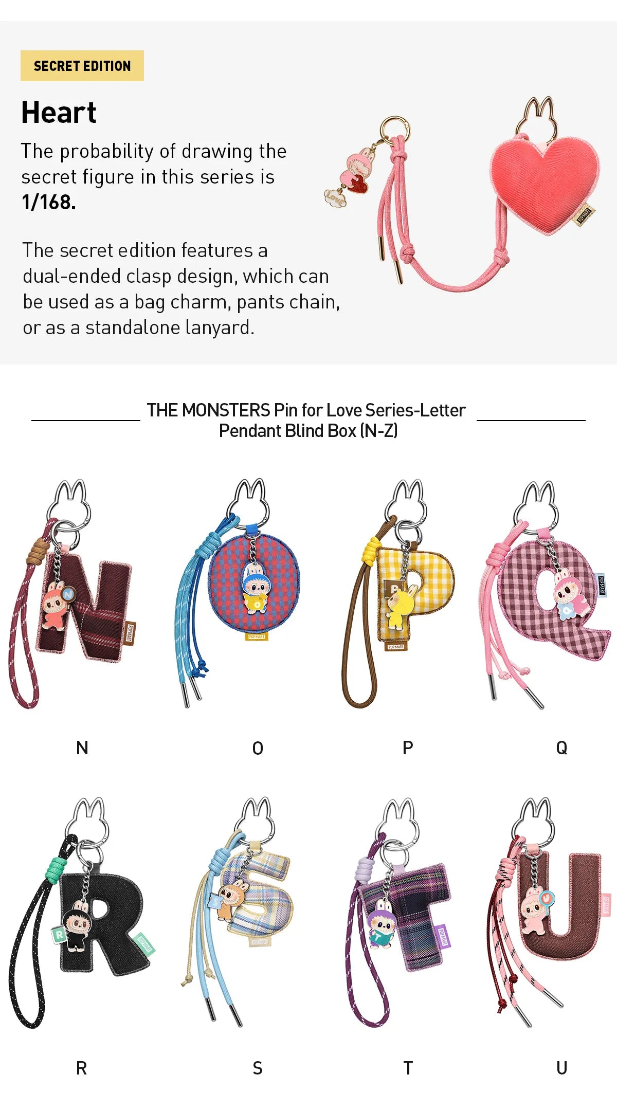 The Monsters: Pin For Love Letter Pendant Blind Box (A-Z)