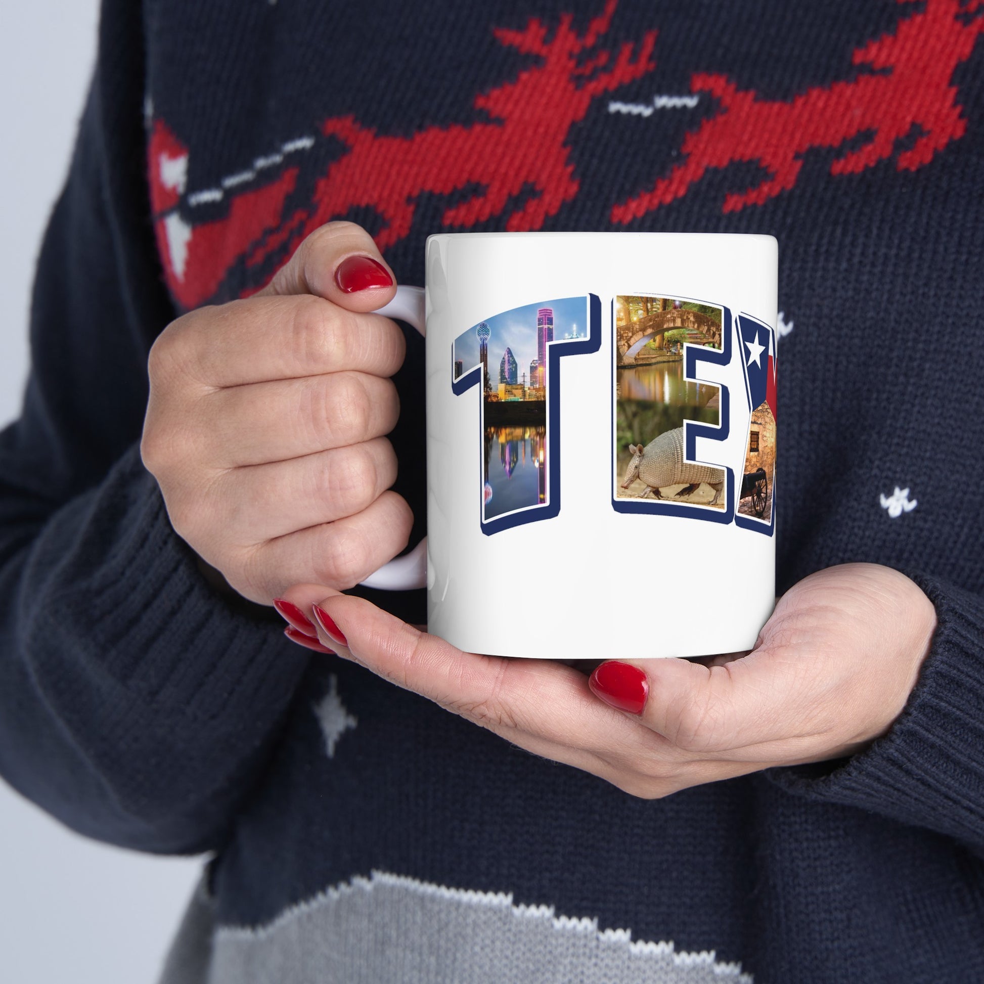 Texas State Collage Ceramic Mug, (11oz, 15oz) city cities collage