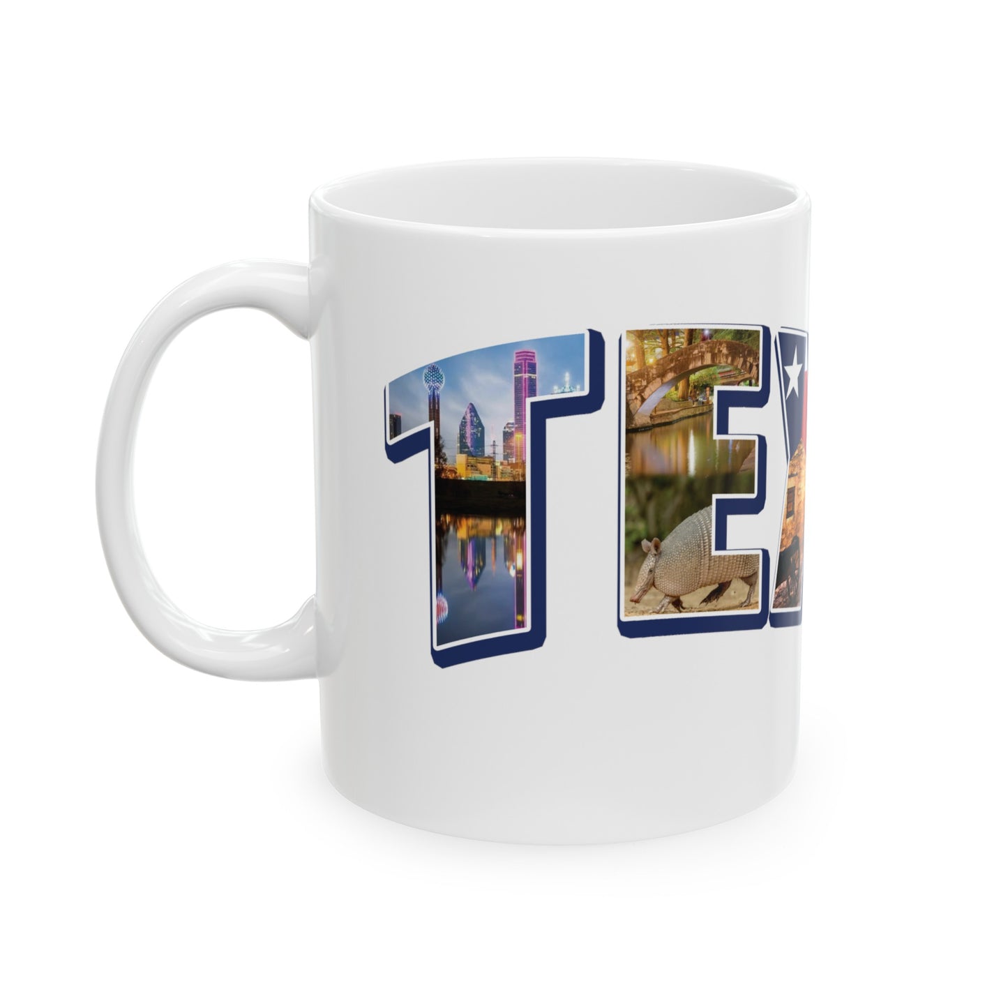 Texas State Collage Ceramic Mug, (11oz, 15oz) city cities collage