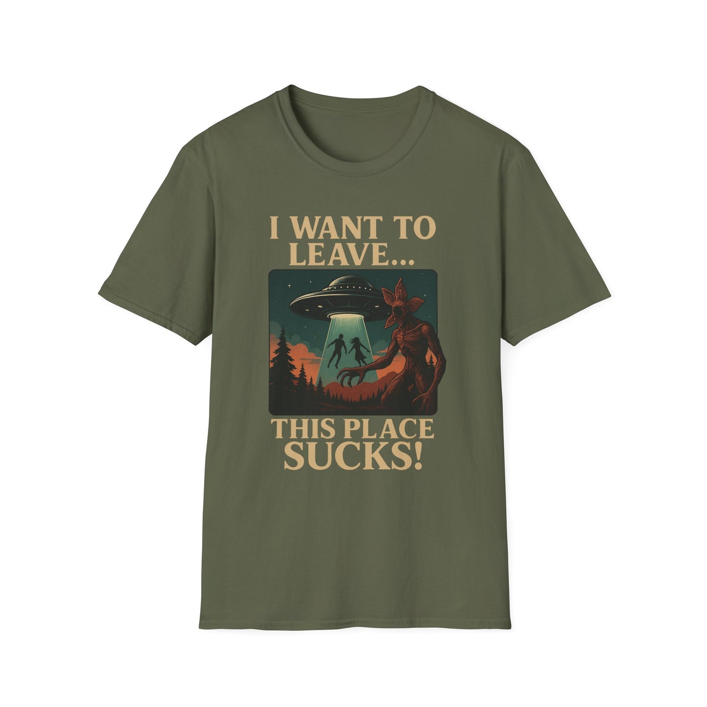 I WANT TO LEAVE / THIS PLACE SUCKS! (Demogorgon - Stranger Things Season 5 Inspired) 2025 Adult Unisex Shirt