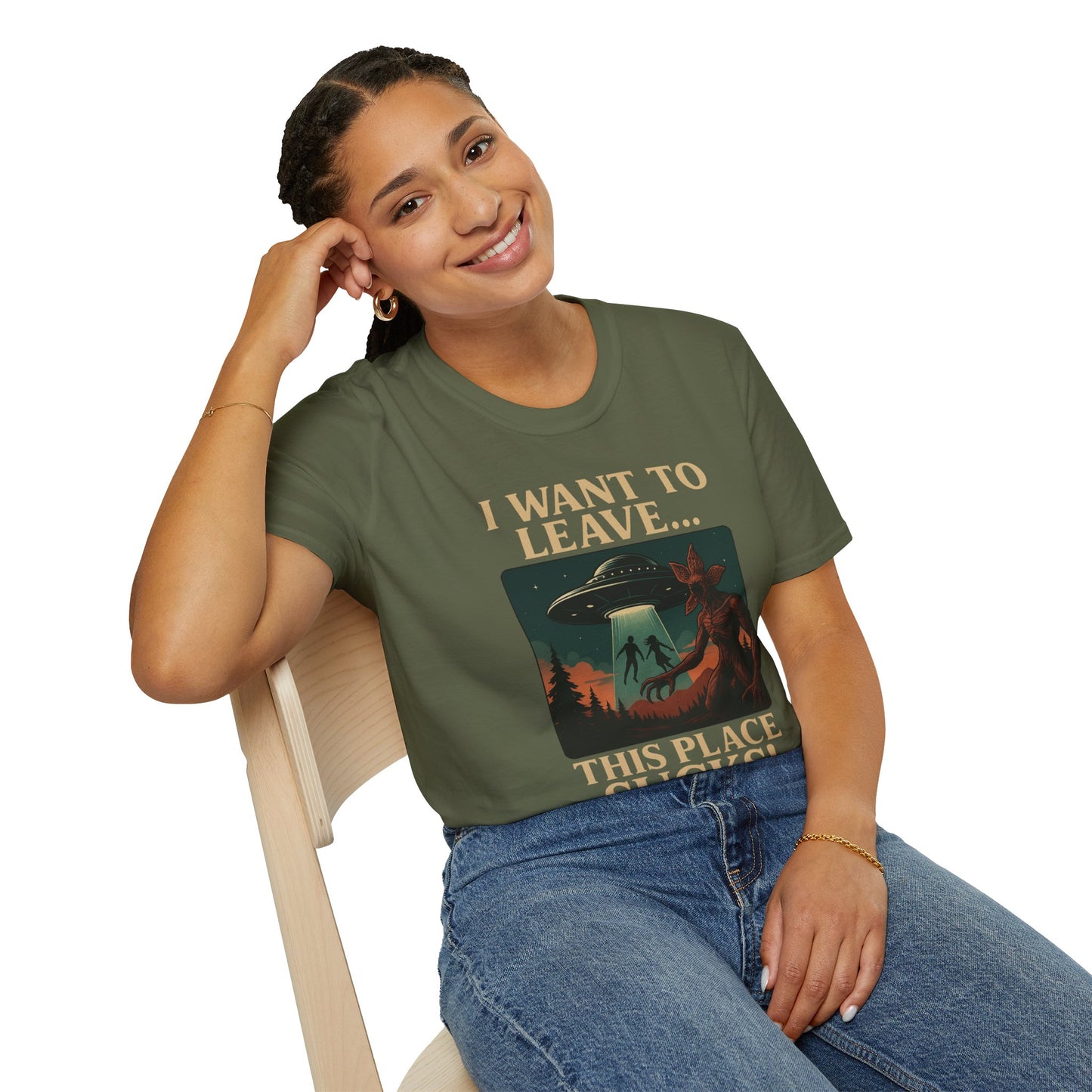 I WANT TO LEAVE / THIS PLACE SUCKS! (Demogorgon - Stranger Things Season 5 Inspired) 2025 Adult Unisex Shirt