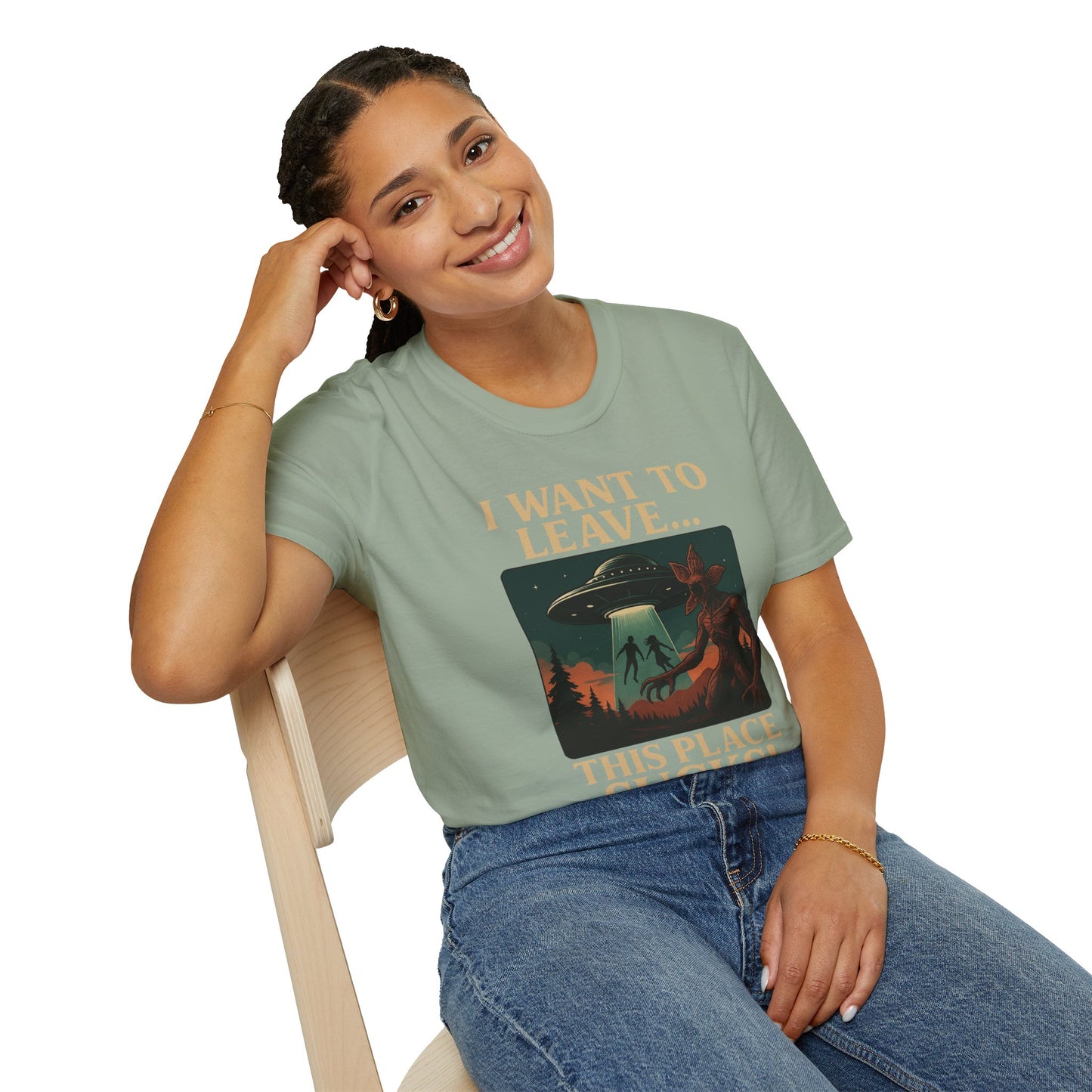 I WANT TO LEAVE / THIS PLACE SUCKS! (Demogorgon - Stranger Things Season 5 Inspired) 2025 Adult Unisex Shirt