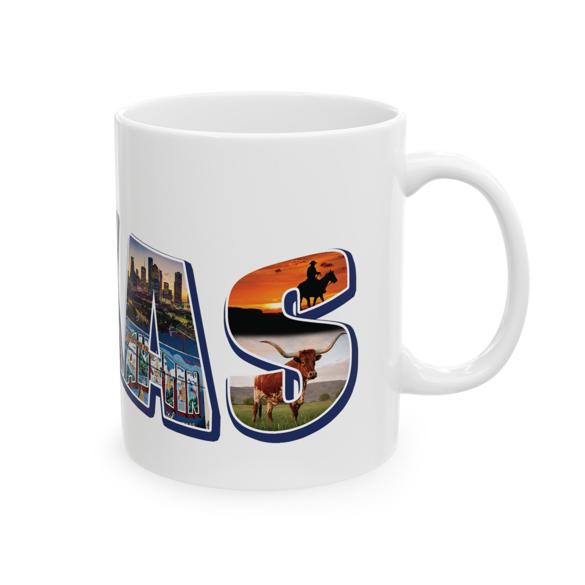 Texas State Collage Ceramic Mug, (11oz, 15oz) city cities collage