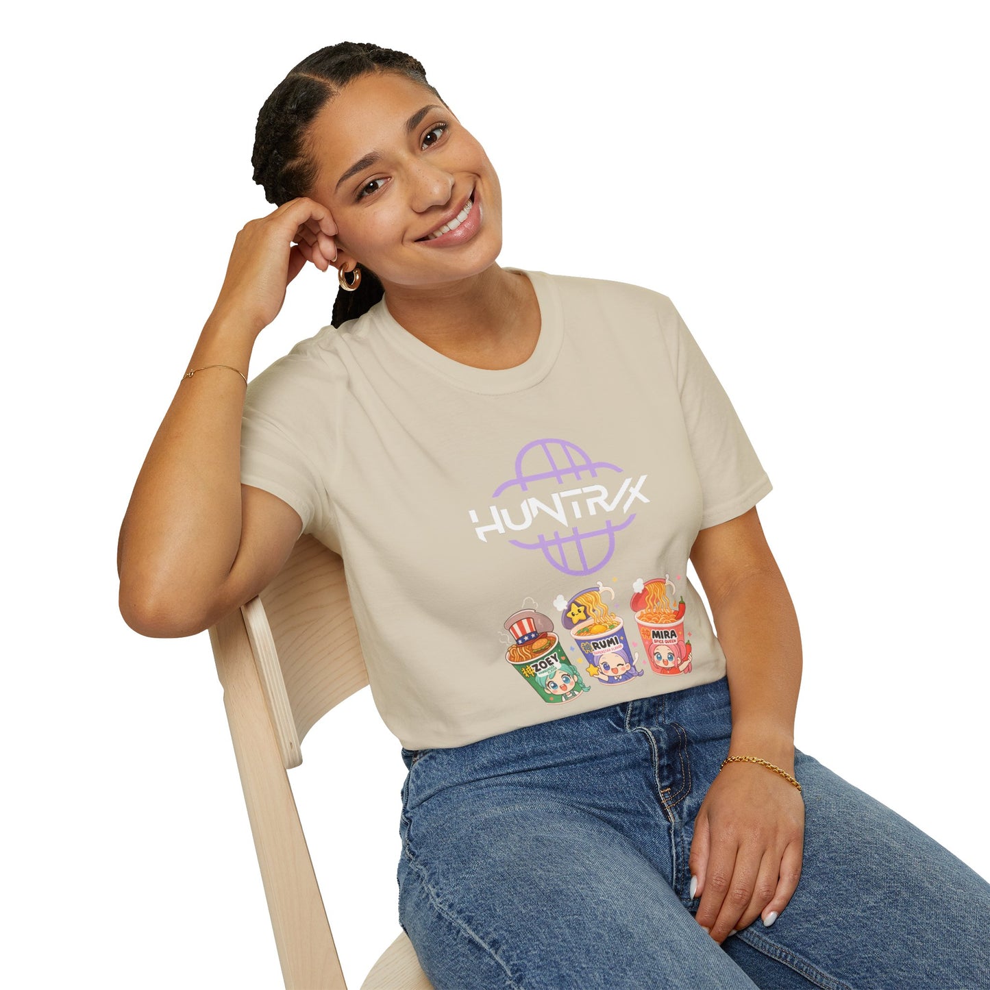 HUNTR/X Ramen Noodle Cup Rumi, Mira, & Zoey (K-Pop Demon Hunters-Inspired) Adult Unisex Shirt