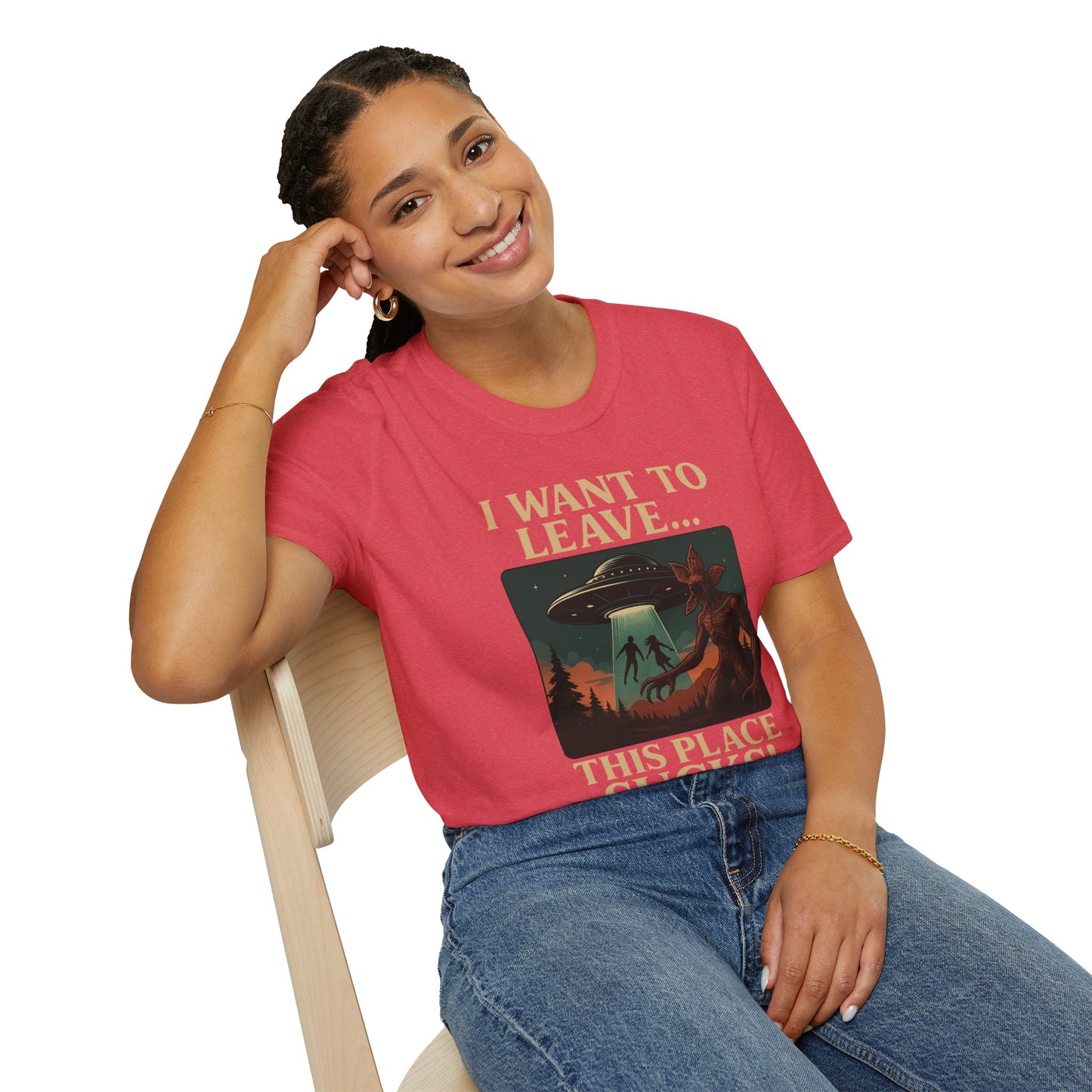 I WANT TO LEAVE / THIS PLACE SUCKS! (Demogorgon - Stranger Things Season 5 Inspired) 2025 Adult Unisex Shirt