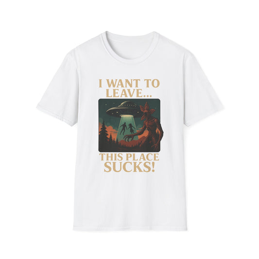 I WANT TO LEAVE / THIS PLACE SUCKS! (Demogorgon - Stranger Things Season 5 Inspired) 2025 Adult Unisex Shirt