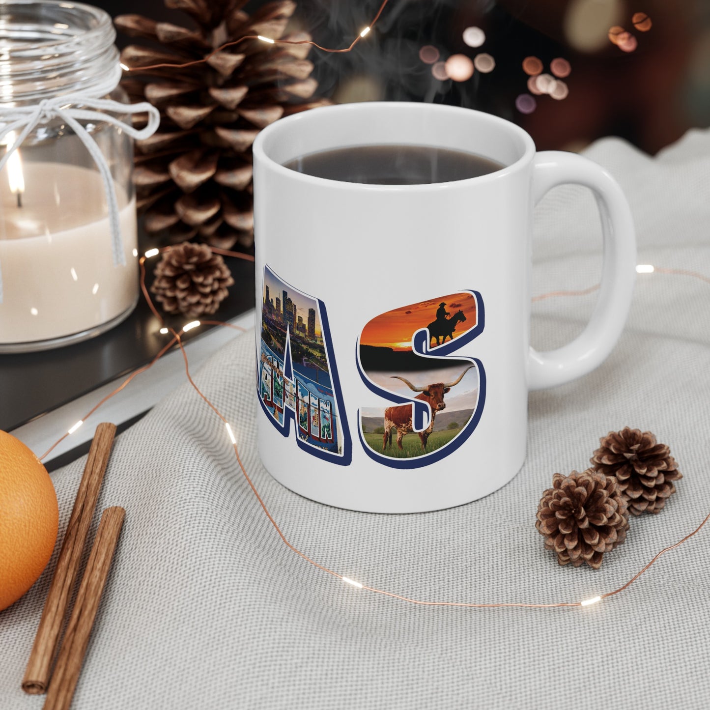 Texas State Collage Ceramic Mug, (11oz, 15oz) city cities collage
