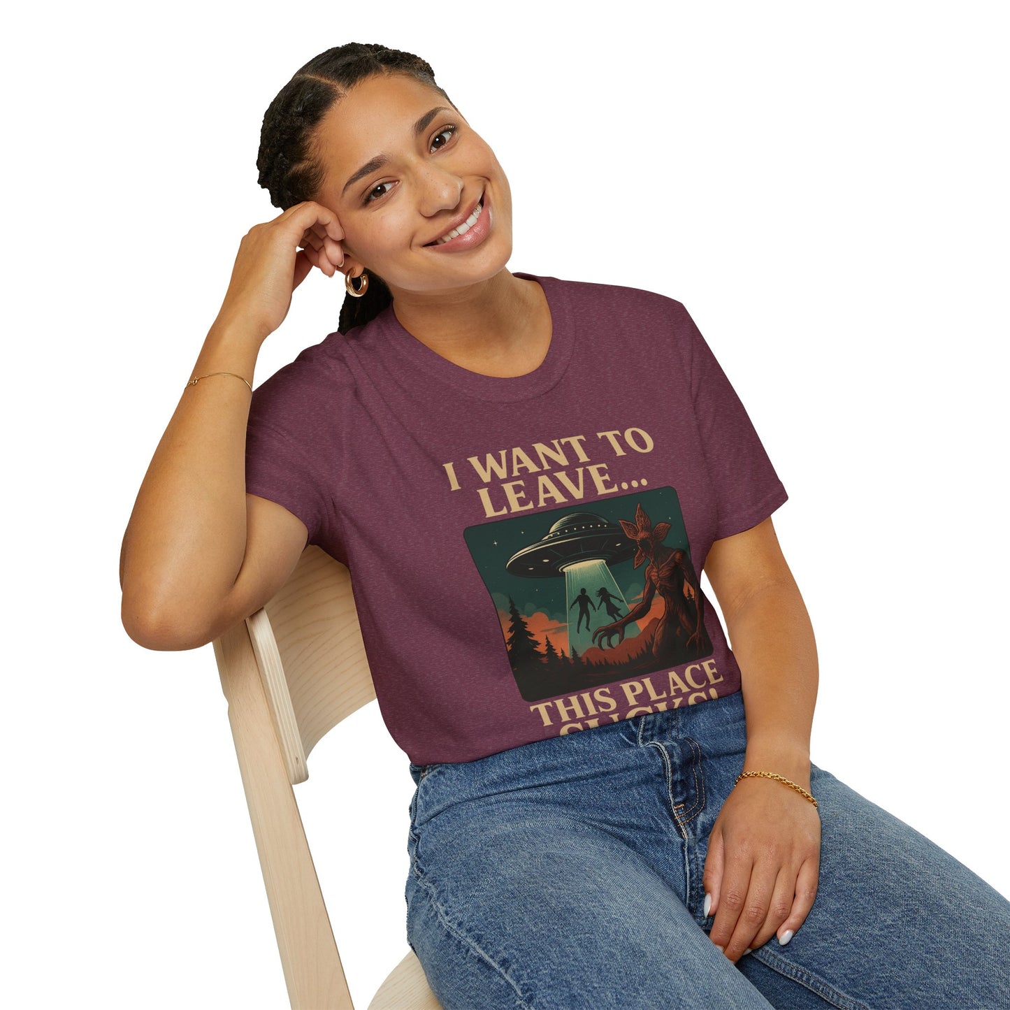 I WANT TO LEAVE / THIS PLACE SUCKS! (Demogorgon - Stranger Things Season 5 Inspired) 2025 Adult Unisex Shirt