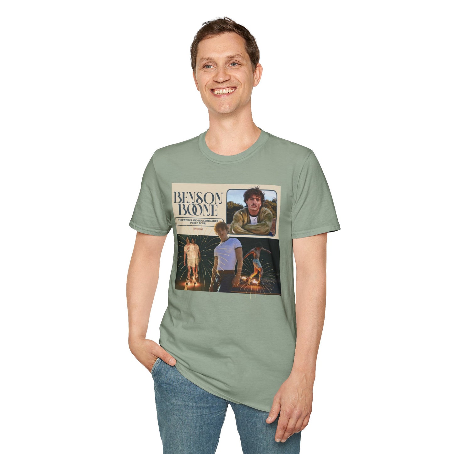 Benson Boone Fireworks and Roller Blades tour Unisex Softstyle T-Shirt