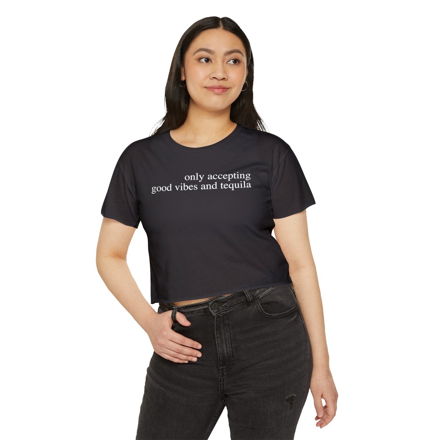 Only Accepting Good Vibes & Tequila (Megan Thee Stallion Mamushi 2024 New Single) Women's Crop Top