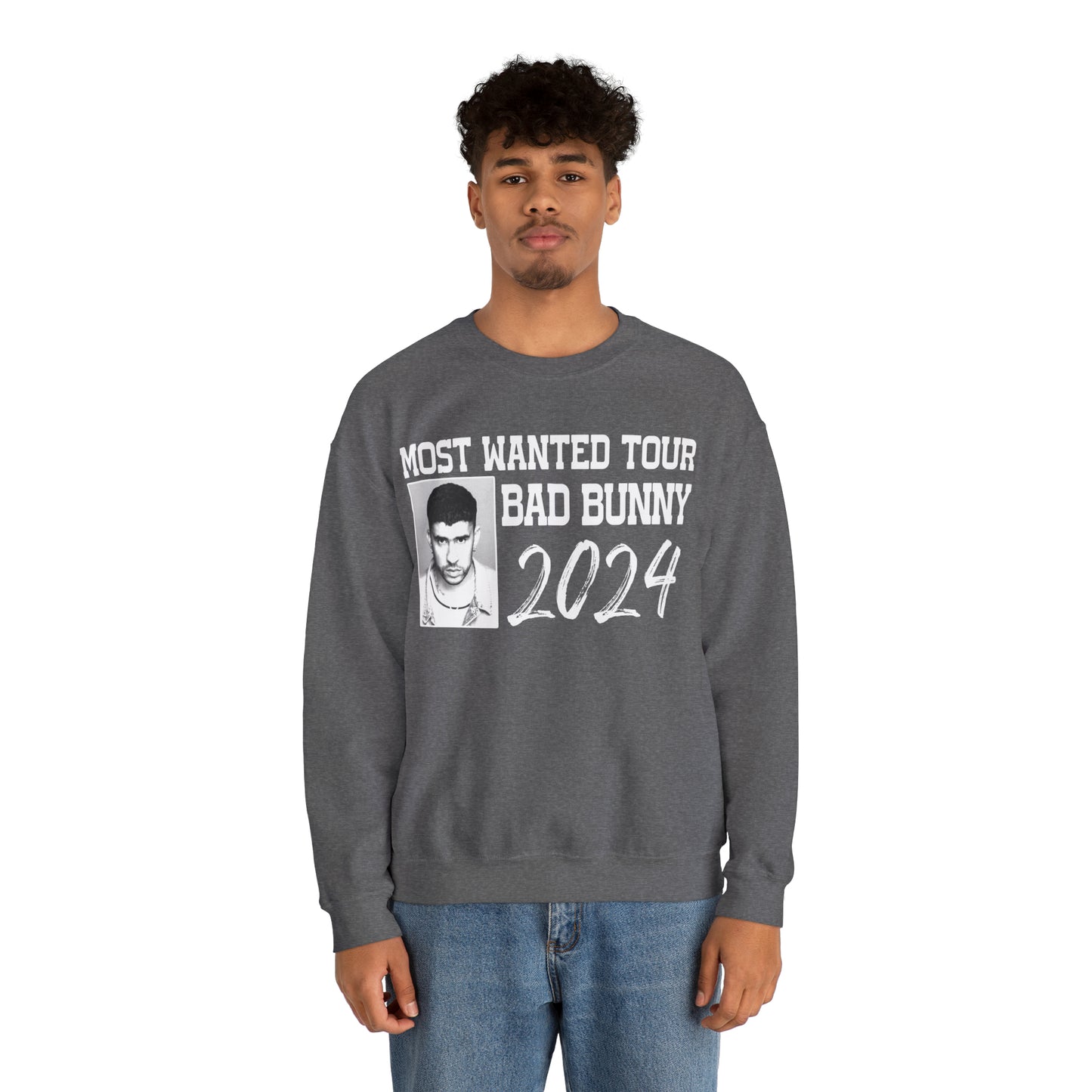 Most Wanted Tour Dates 2024 (Bad Bunny)  Unisex Crewneck Sweatshirt