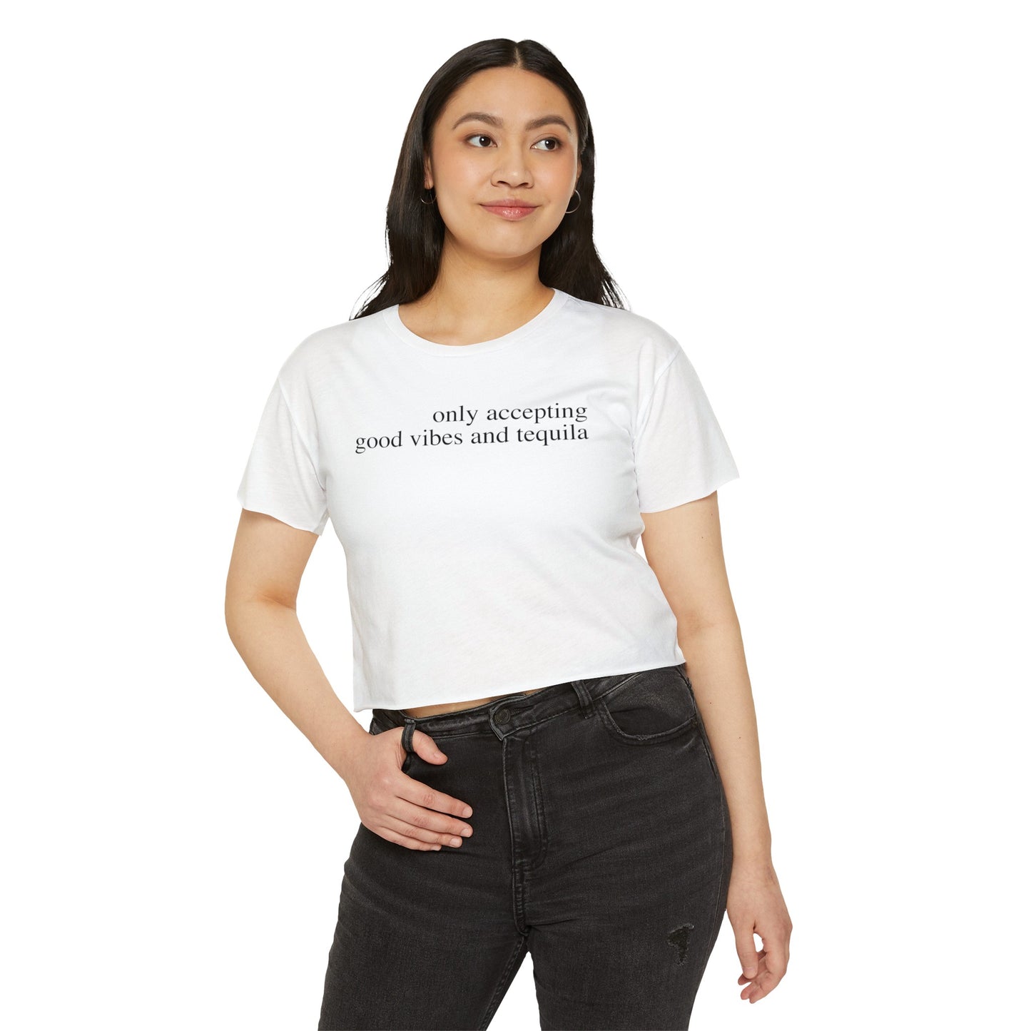 Only Accepting Good Vibes & Tequila (Megan Thee Stallion Mamushi 2024 New Single) Women's Crop Top