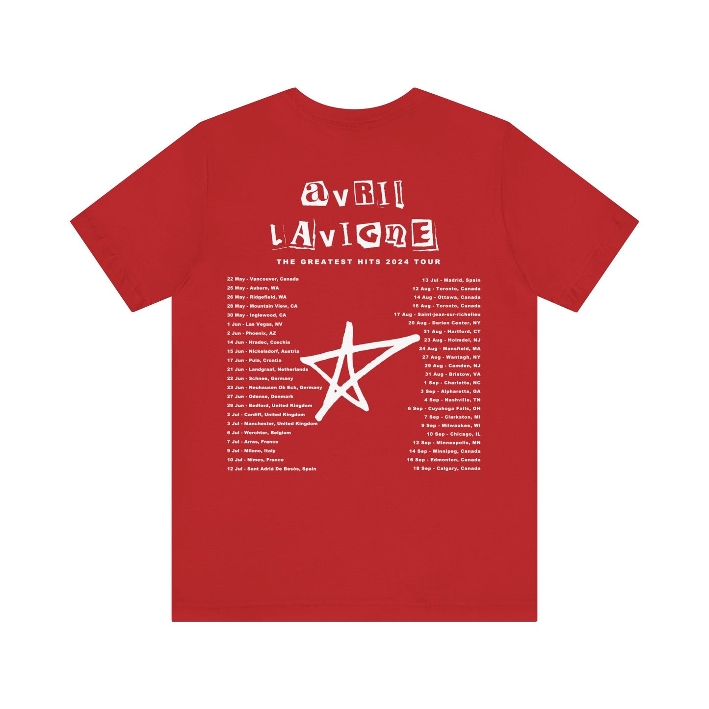 Avril Lavigne 2024 Greatest Hits Tour Unisex Jersey Tee