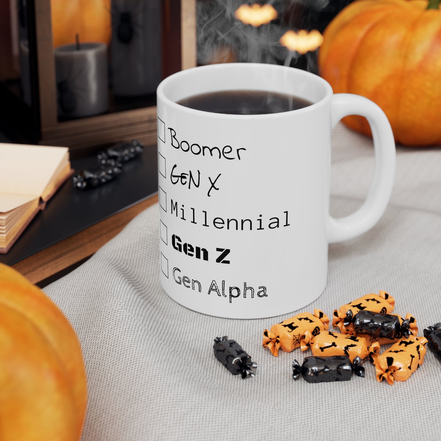 "This belongs to a" generation nicknames humor gift Mug 11oz for boomers, GenX, Millennials, GenZ or Gen Alpha