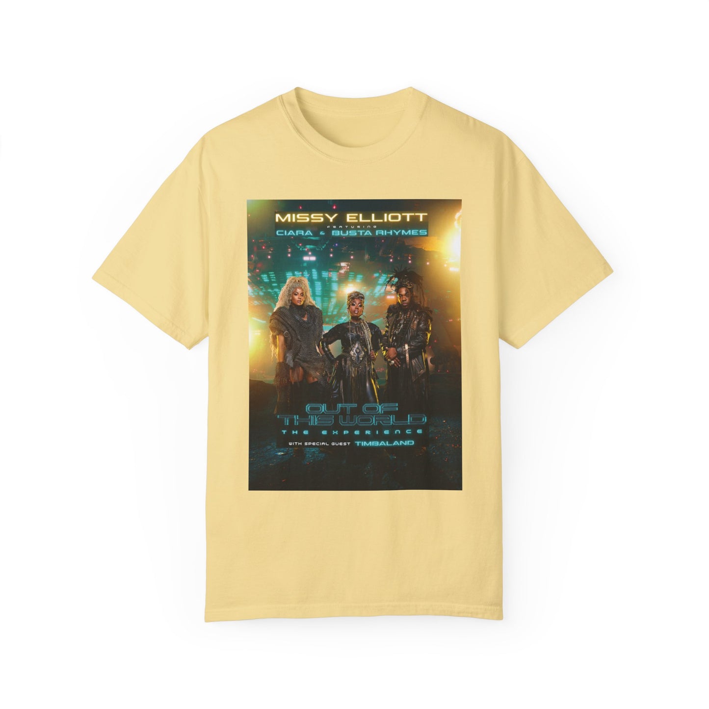 Missy Elliott Ciara Busta Rhymes Out of this world tour Unisex Garment-Dyed tee