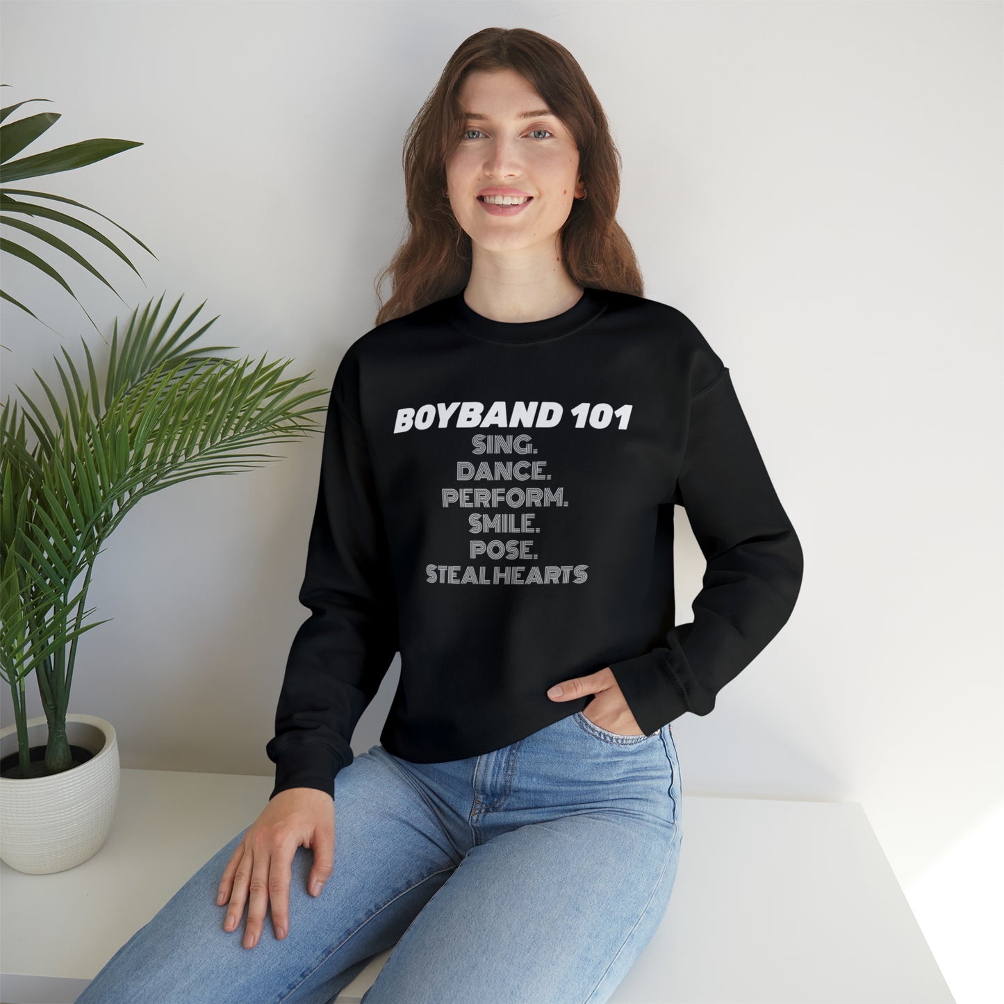 Boyband 101 sing dance perform smile pose steal hearts Unisex Crewneck Sweatshirt