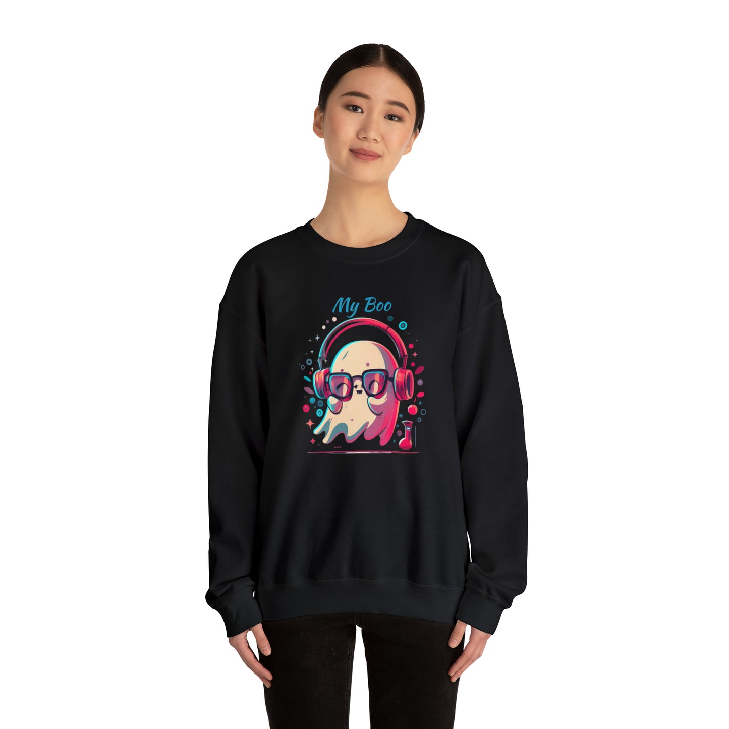 My Boo Groovy cute ghost with headphones halloween spooky season unisex sweatshirt