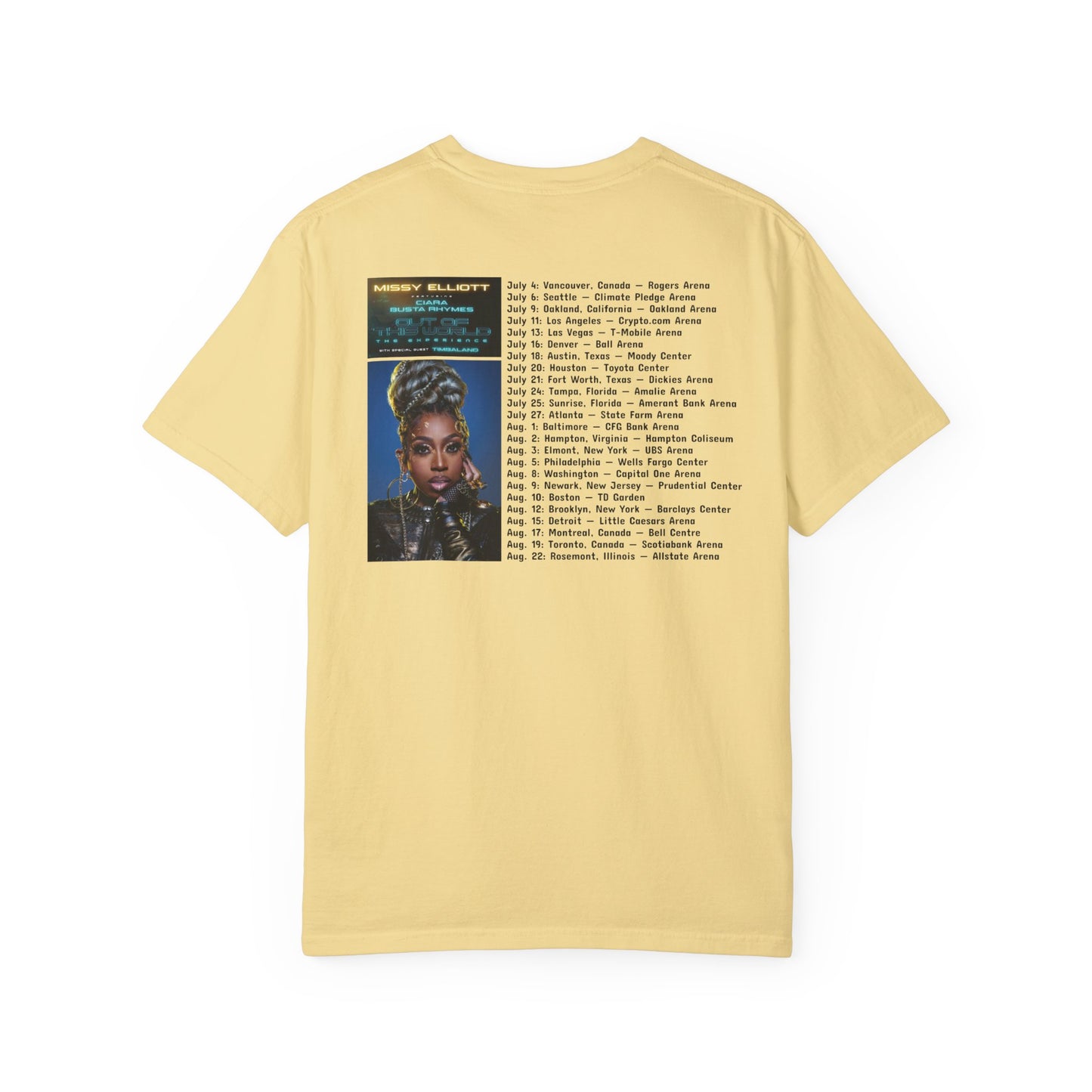 Missy Elliott Ciara Busta Rhymes Out of this world tour Unisex Garment-Dyed tee