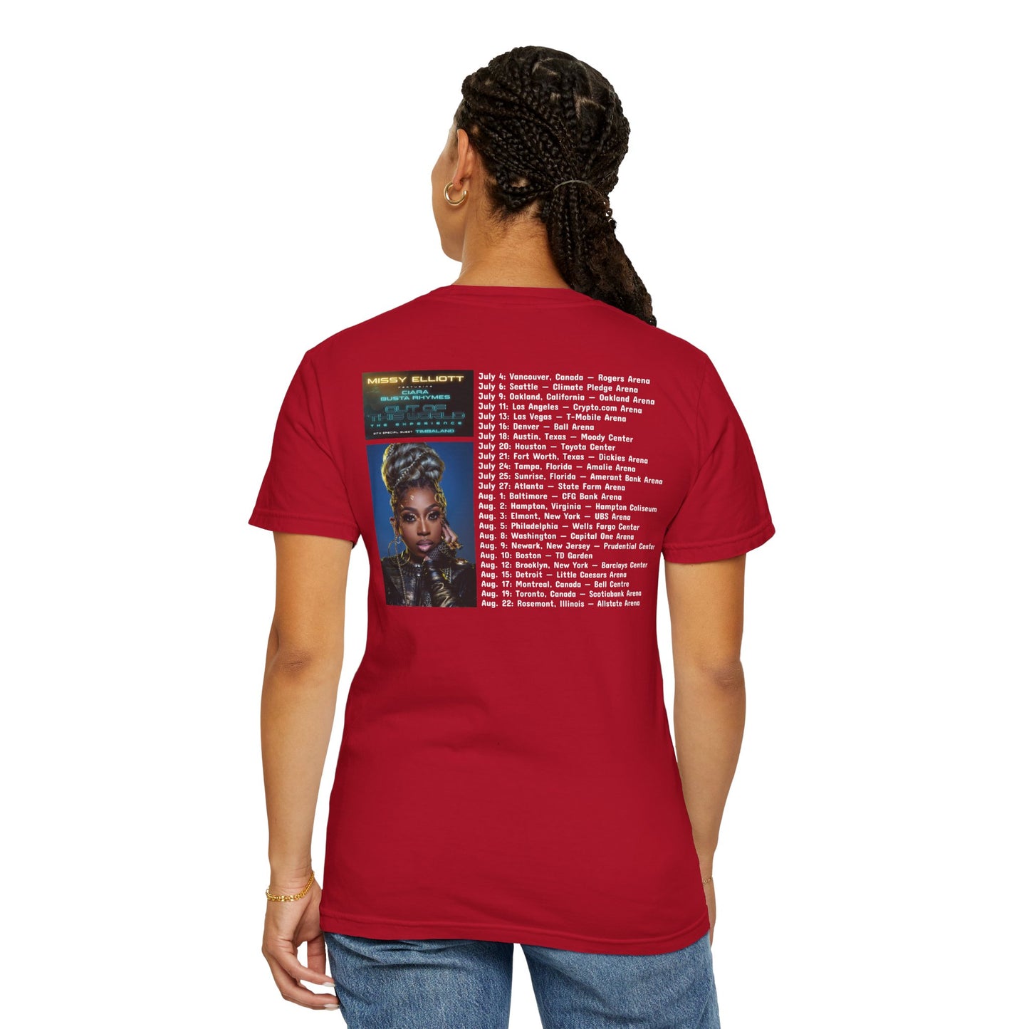 Missy Elliott Ciara Busta Rhymes Out of this world tour Unisex Garment-Dyed tee