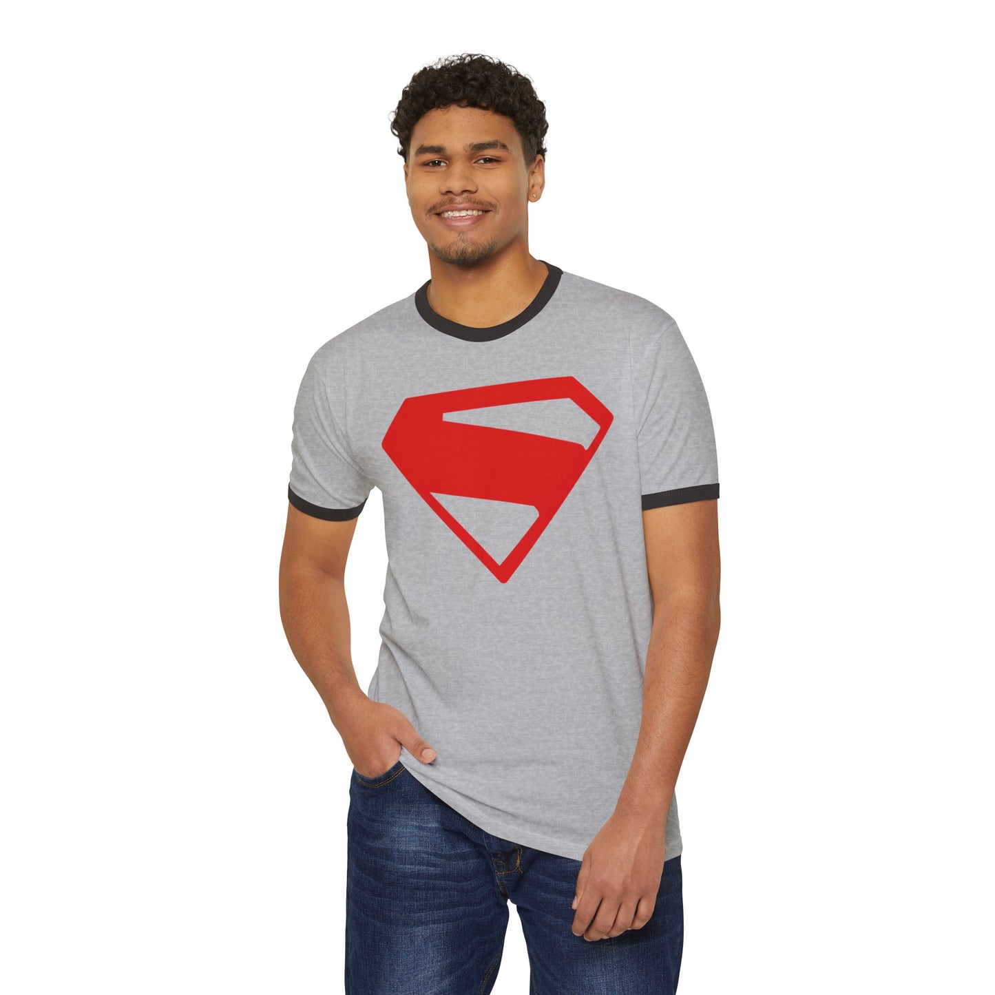 Superman Legacy Inspired (2025 Movie New Logo) Unisex Cotton Ringer T-Shirt