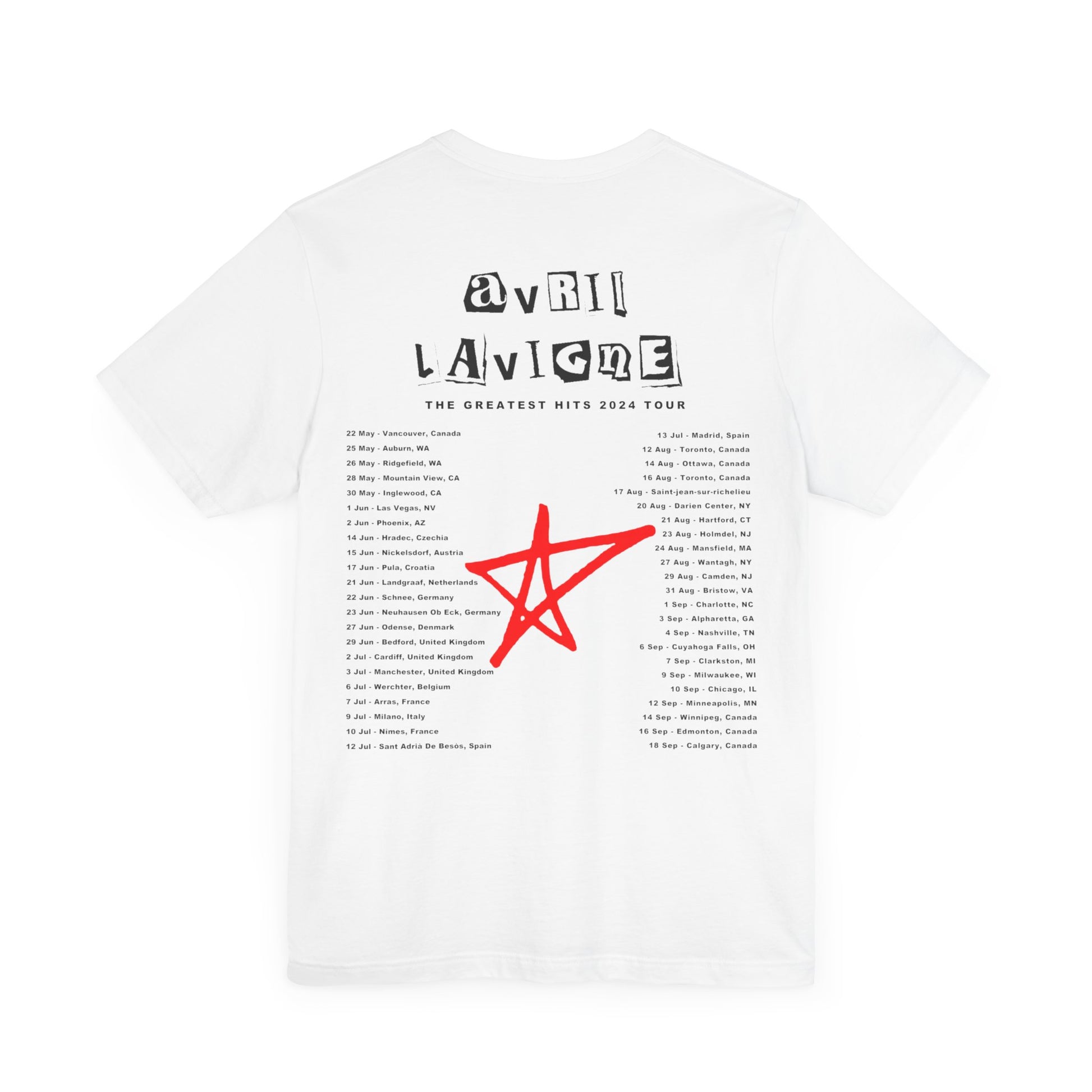 Avril Lavigne 2024 Greatest Hits Tour Unisex Jersey Tee