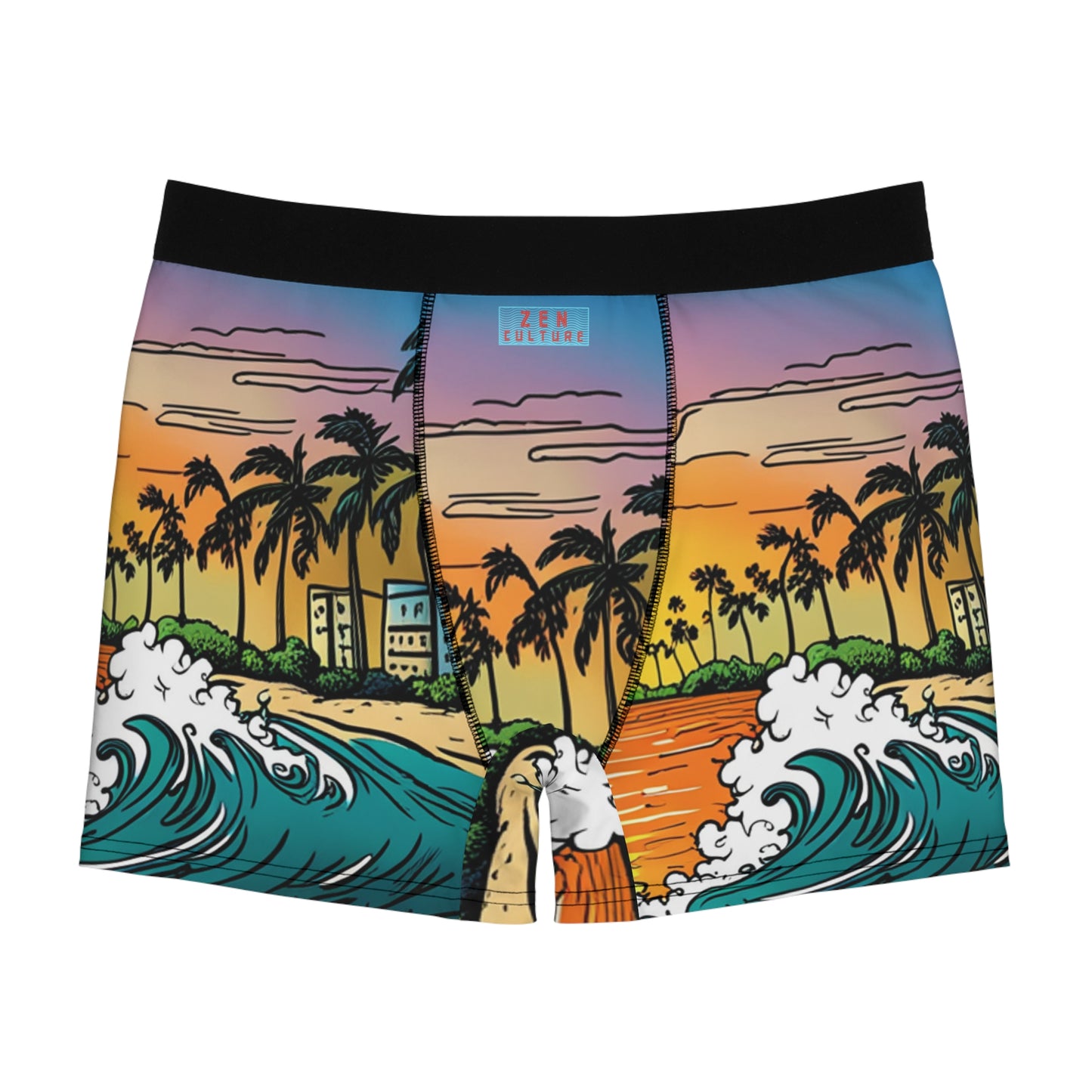 Zen Culture Waves X Sunset Beach Men's Boxer Briefs