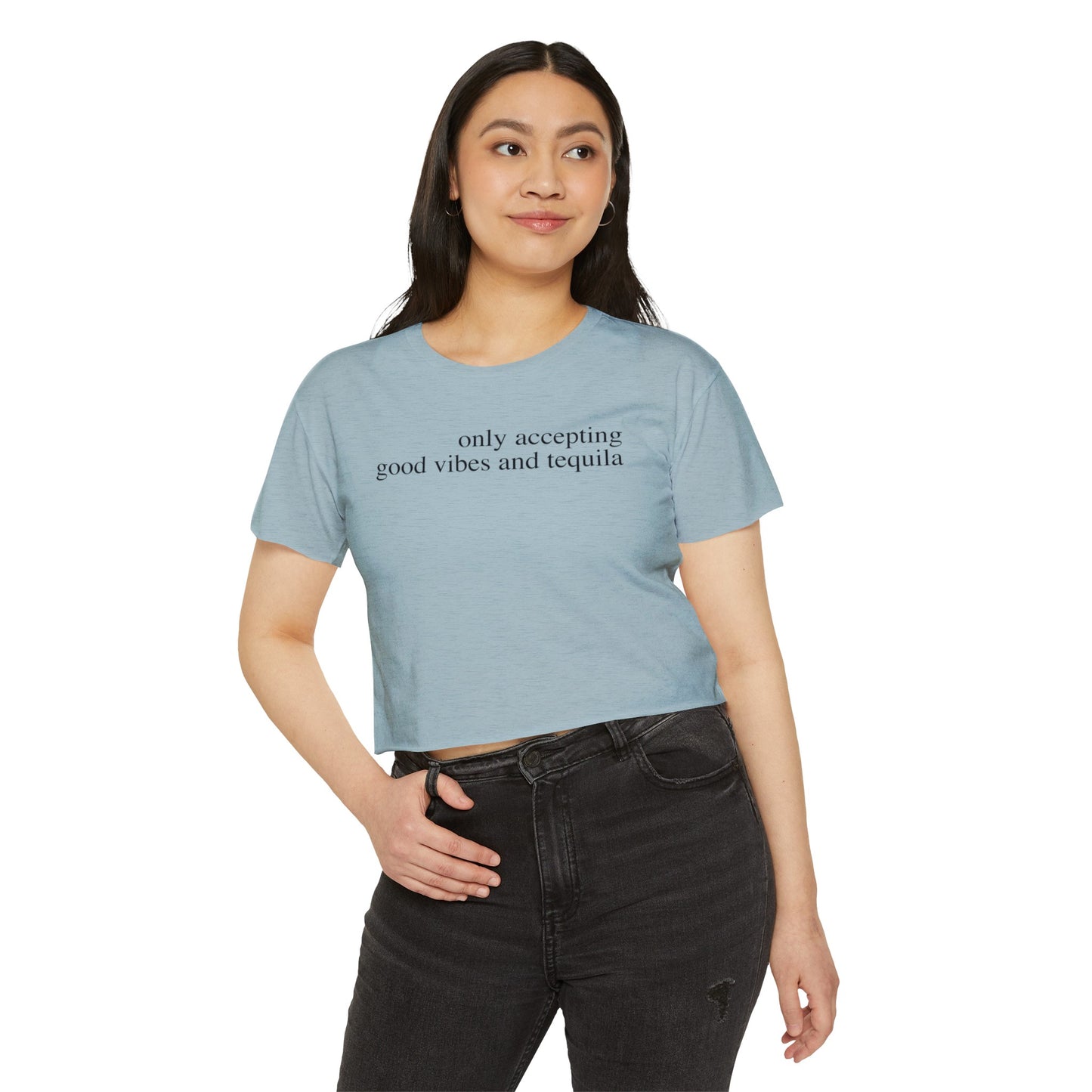 Only Accepting Good Vibes & Tequila (Megan Thee Stallion Mamushi 2024 New Single) Women's Crop Top