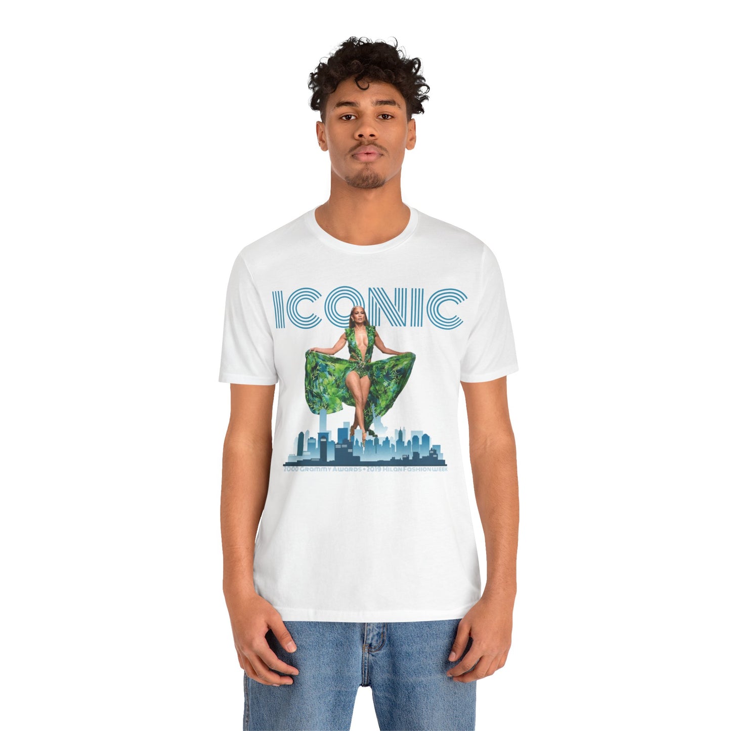 ICONIC 2000 & 2019 JLO Green Versace Dress Unisex Jersey Tee