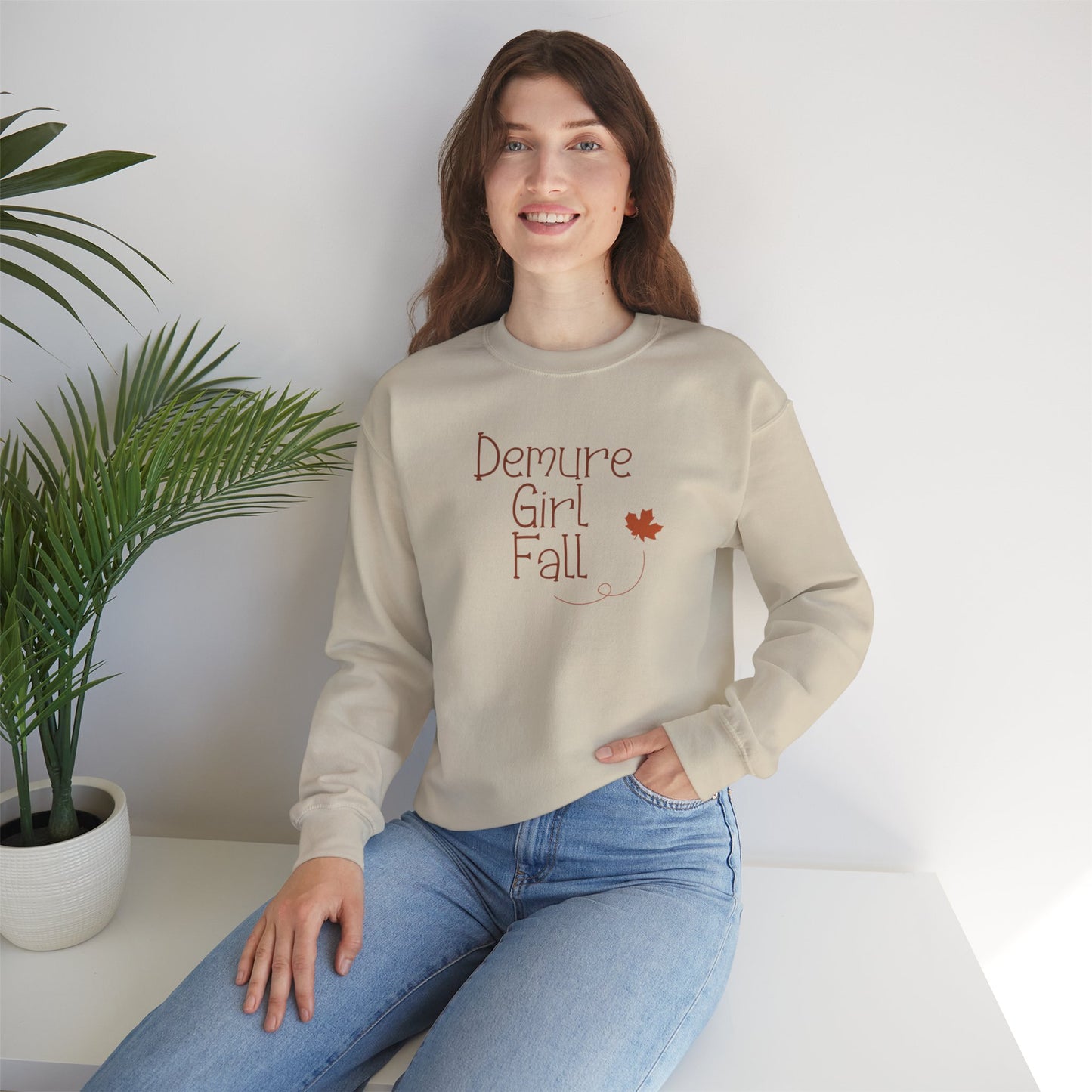 Demure Girl Fall Unisex Crewneck Sweatshirt