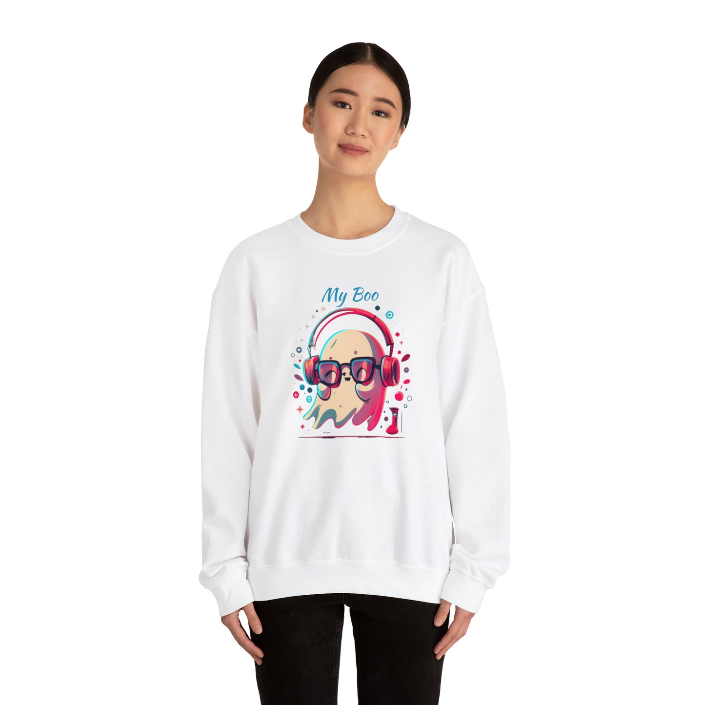 My Boo Groovy cute ghost with headphones halloween spooky season unisex sweatshirt