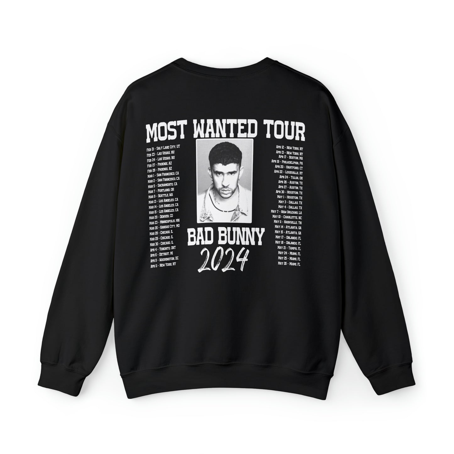 Most Wanted Tour Dates 2024 (Bad Bunny)  Unisex Heavy Blend™ Crewneck Sweatshirt