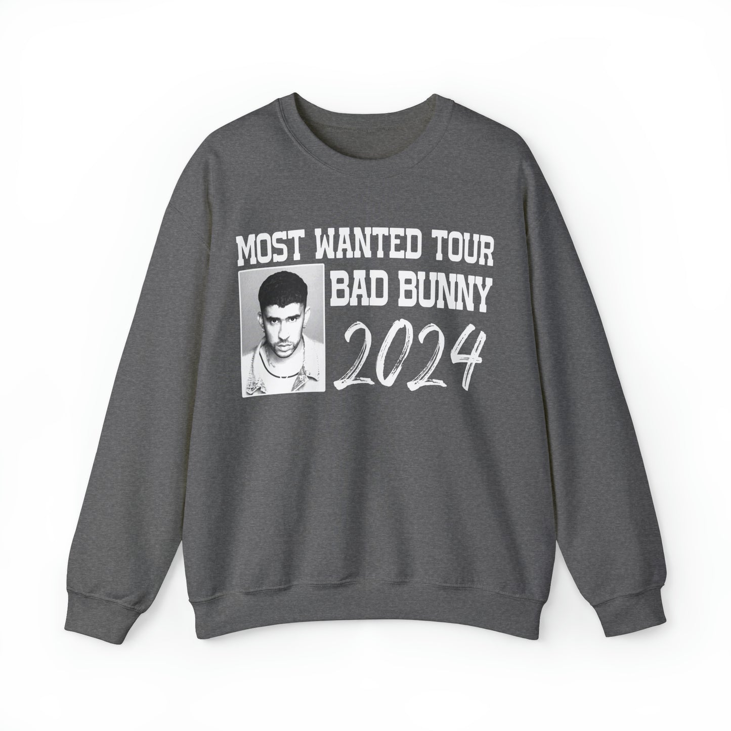 Most Wanted Tour Dates 2024 (Bad Bunny)  Unisex Crewneck Sweatshirt