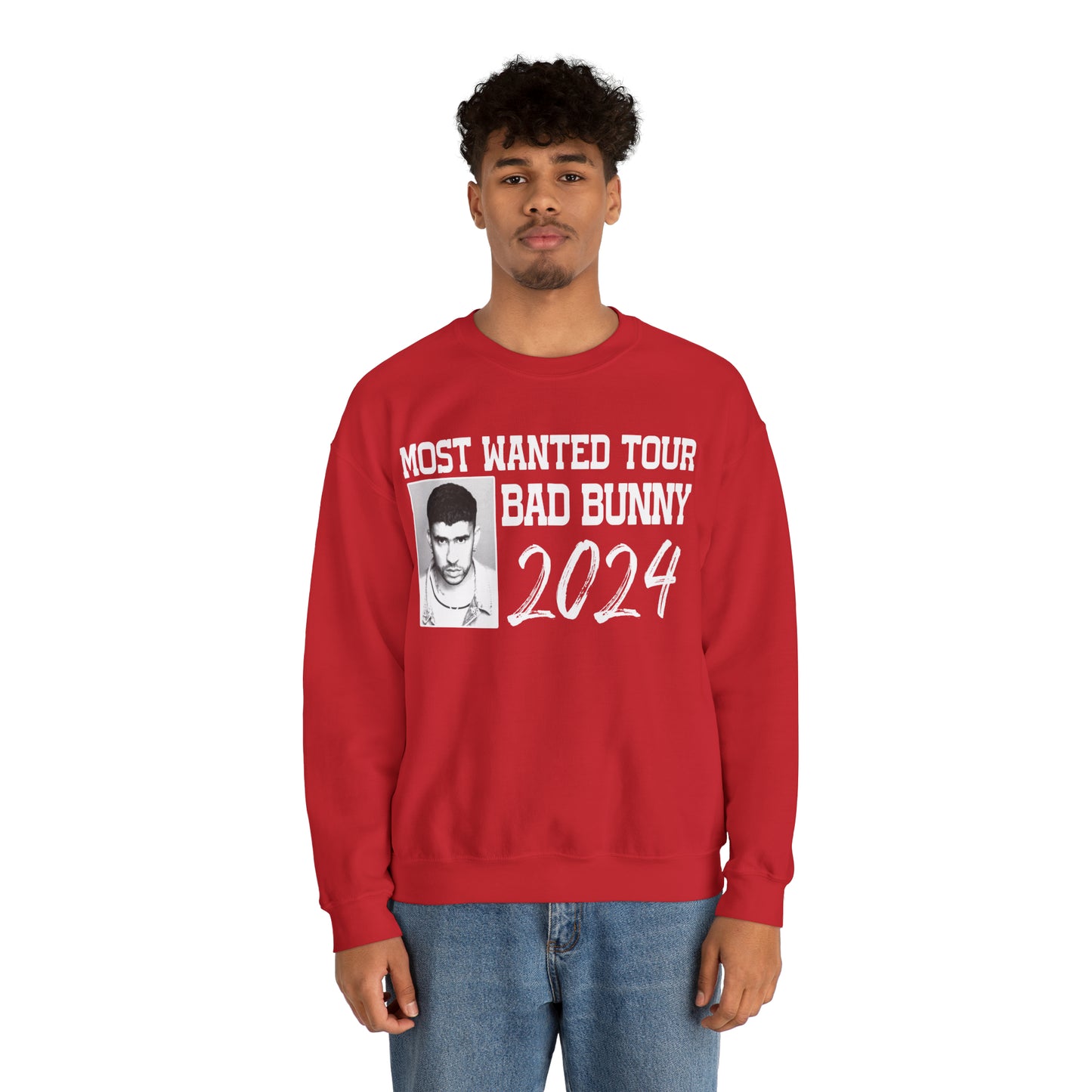 Most Wanted Tour Dates 2024 (Bad Bunny)  Unisex Crewneck Sweatshirt