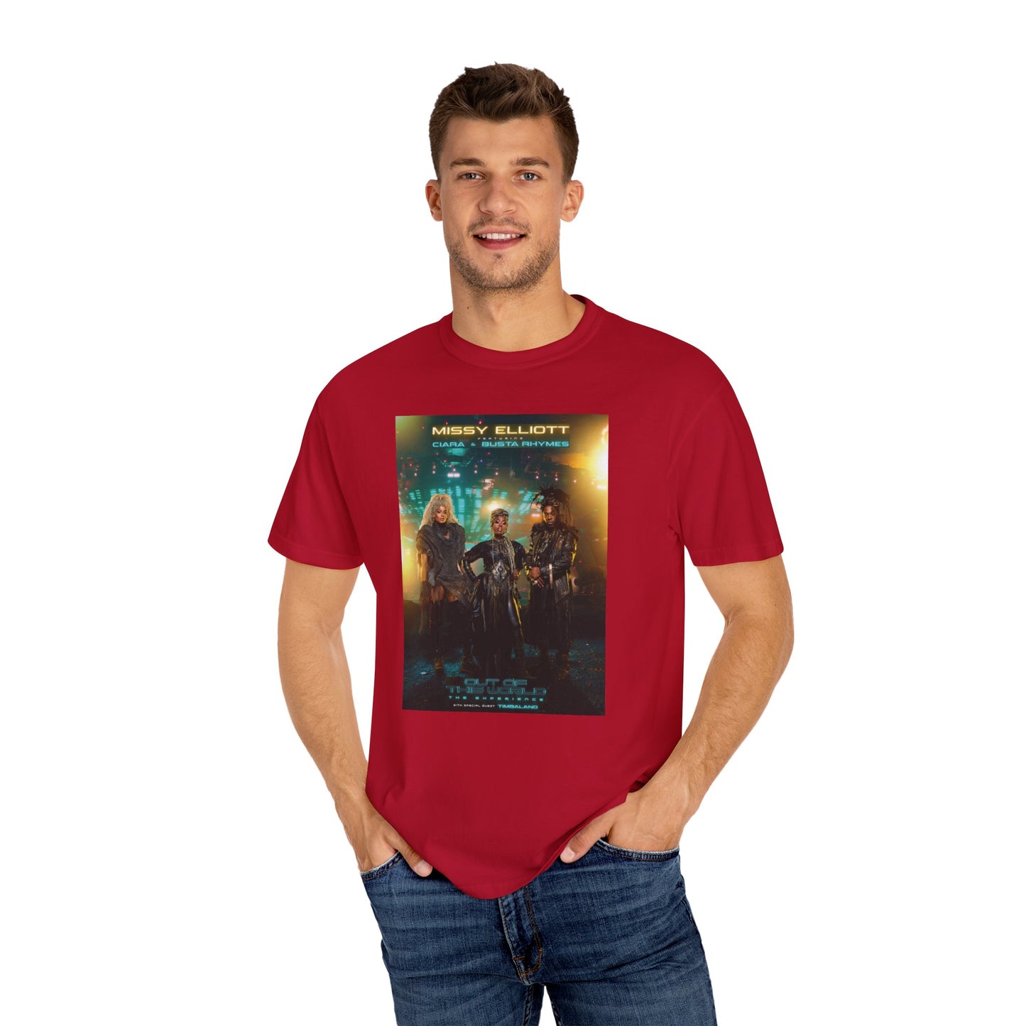 Missy Elliott Ciara Busta Rhymes Out of this world tour Unisex Garment-Dyed tee