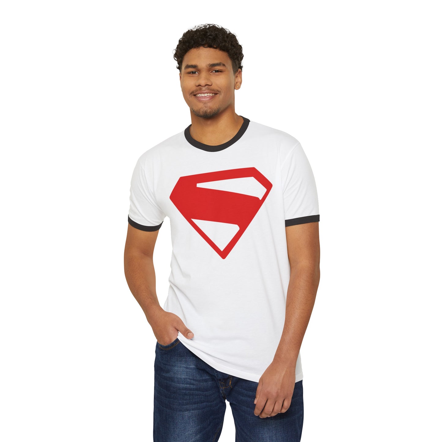 Superman Legacy Inspired (2025 Movie New Logo) Unisex Cotton Ringer T-Shirt