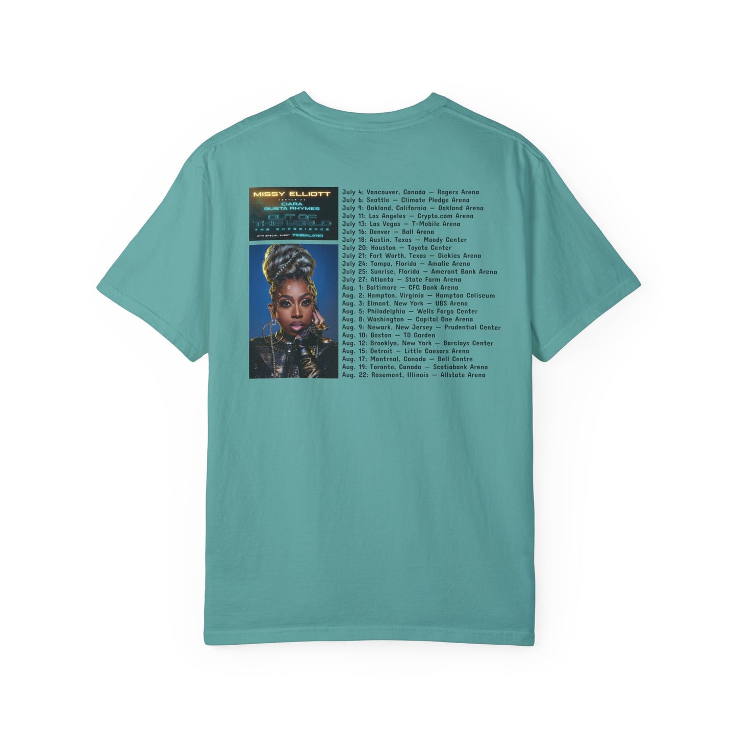 Missy Elliott Ciara Busta Rhymes Out of this world tour Unisex Garment-Dyed tee