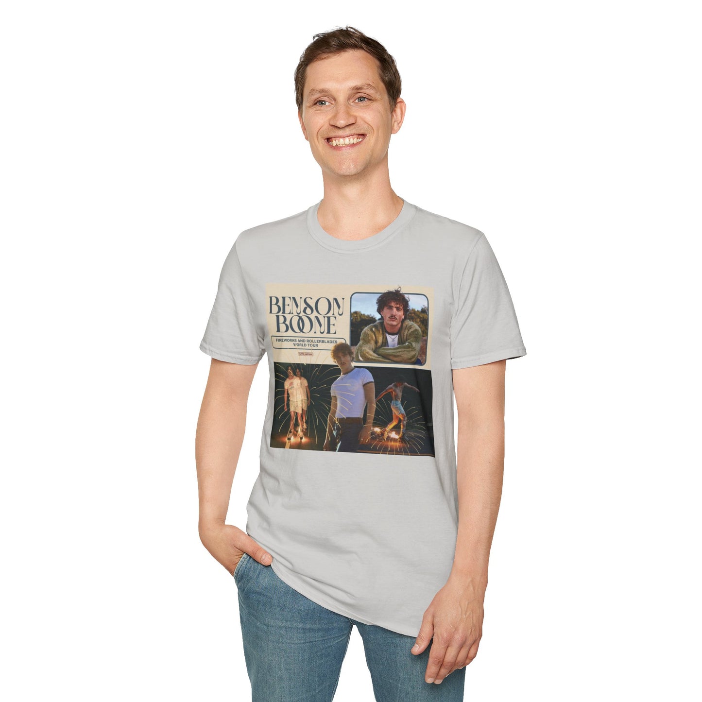 Benson Boone Fireworks and Roller Blades tour Unisex Softstyle T-Shirt