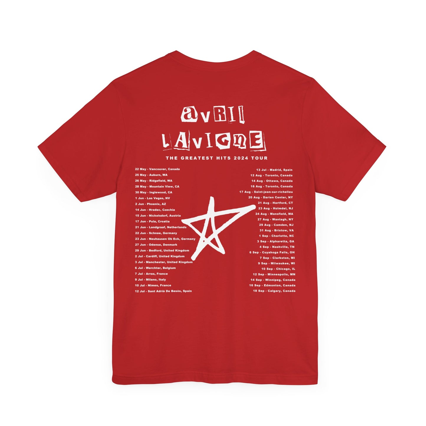 Avril Lavigne 2024 Greatest Hits Tour Unisex Jersey Tee