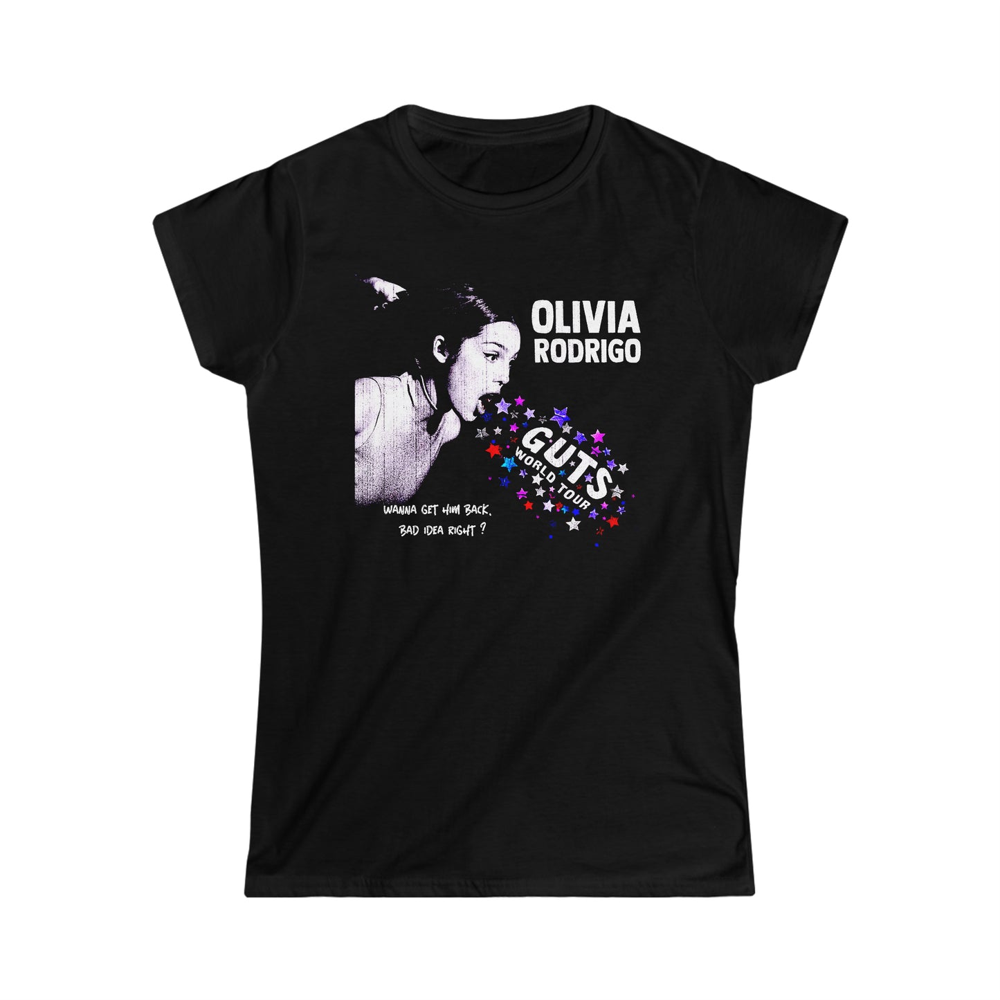 Olivia Rodrigo GUTS world tour wanna get him back, its a bad idea right? Womens Tshirt