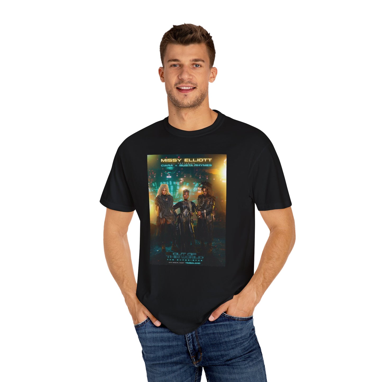 Missy Elliott Ciara Busta Rhymes Out of this world tour Unisex Garment-Dyed tee