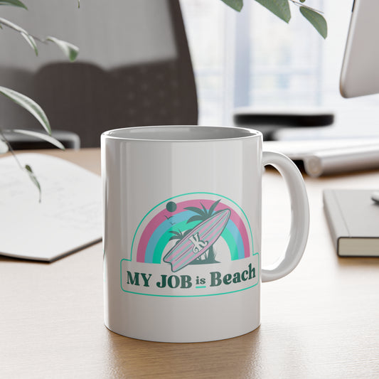 Ken "My Job is Beach" White Mug, 11oz coffee cup from Barbie movie