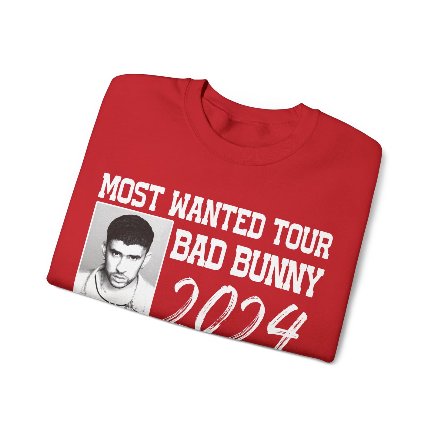 Most Wanted Tour Dates 2024 (Bad Bunny)  Unisex Crewneck Sweatshirt